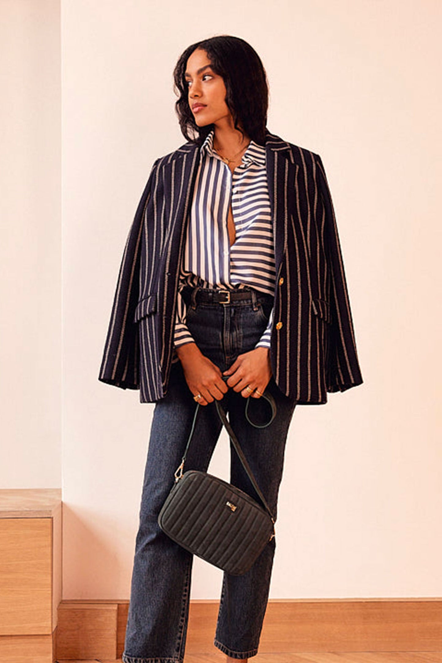 Veste Lueur rayures marine et crème