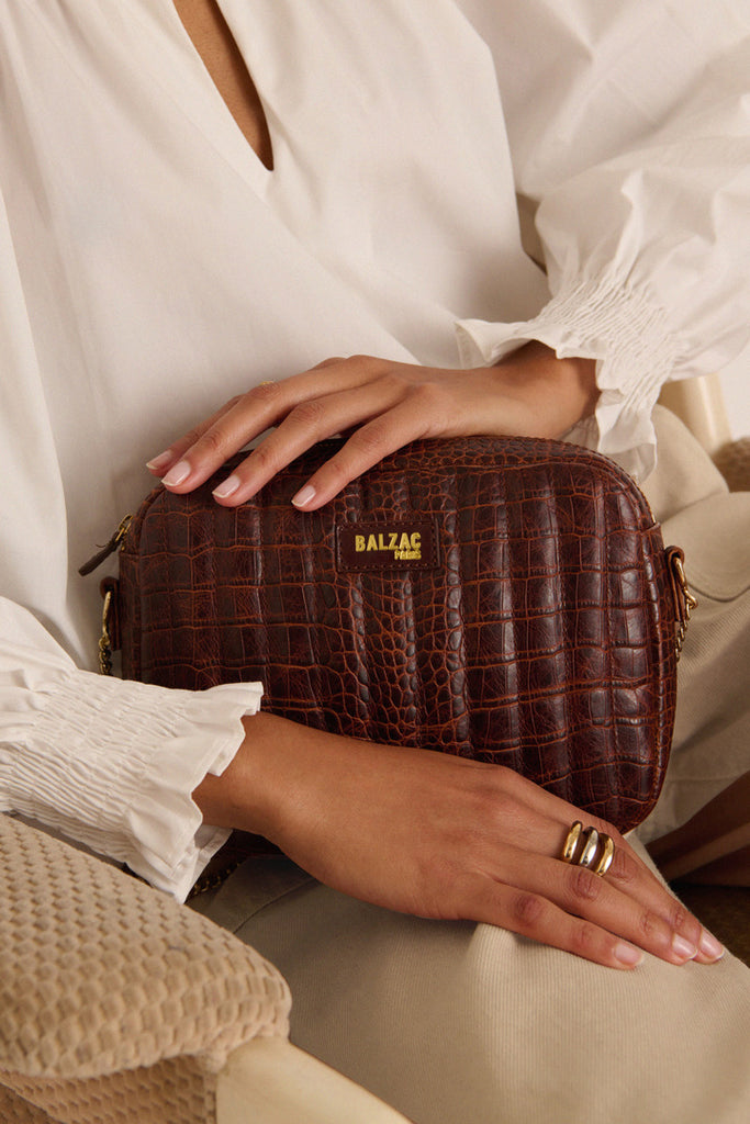 Sac C?�sar cognac emboss?� - Balzac Paris