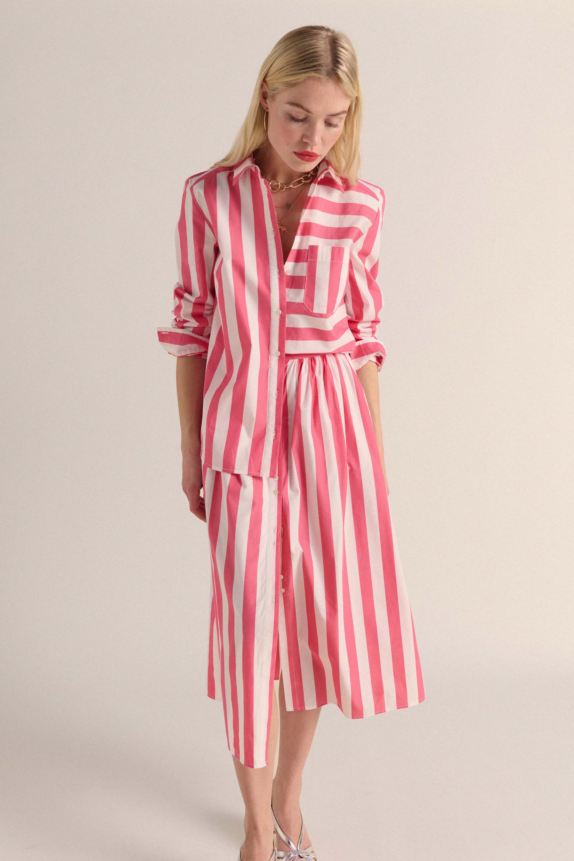 Jupe Crayon Lularoe Cassie - Rayures Noires & Rose Chaud - Taille 2XL - NEUVE Avec étiquette