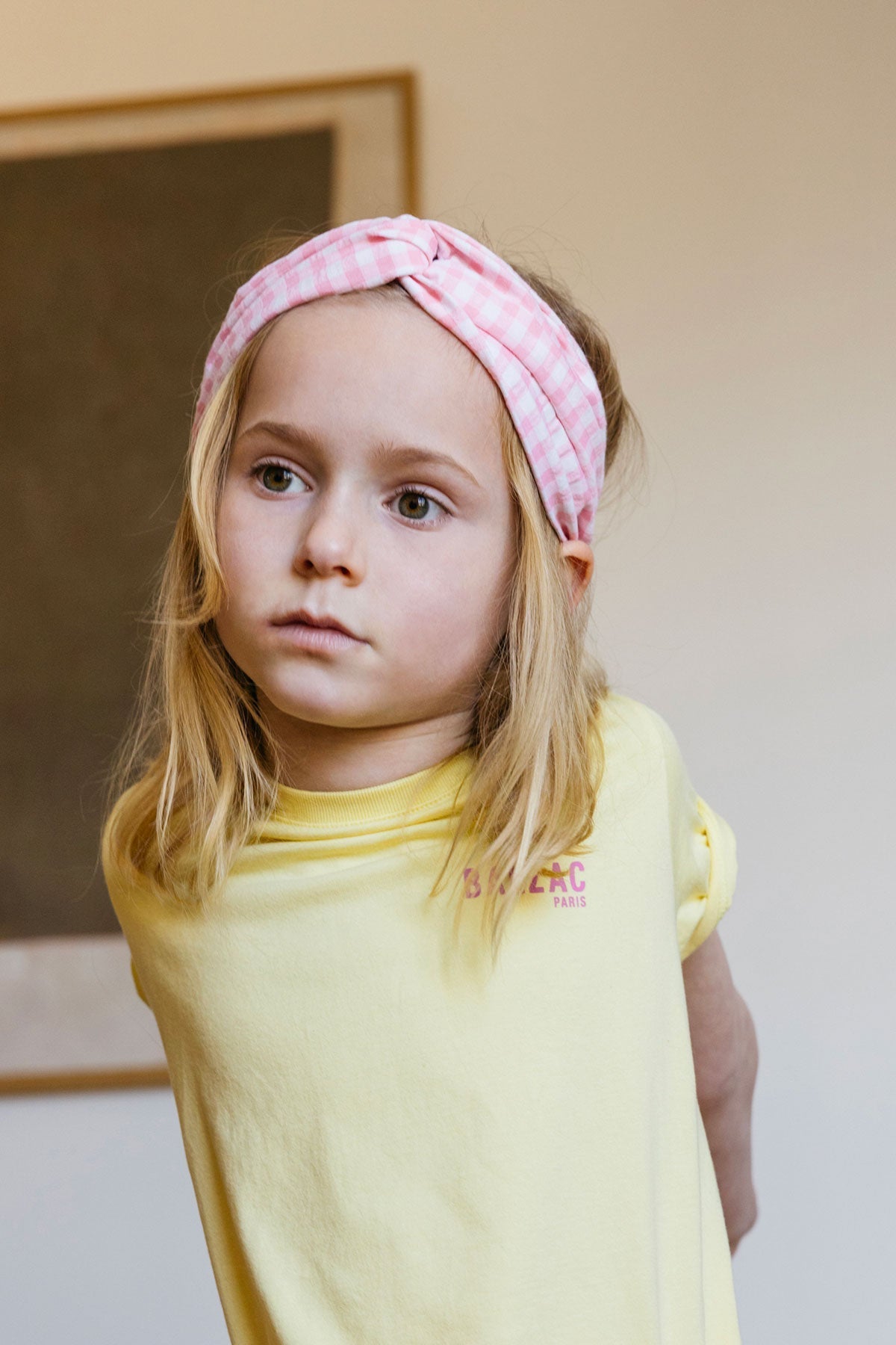 Enigme pink and green gingham headband