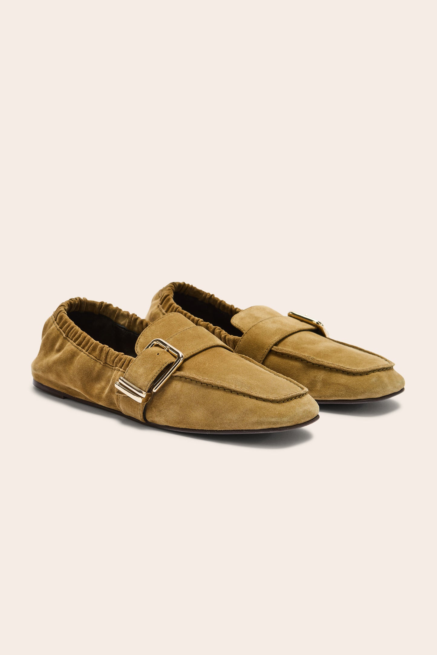 Alixia khaki split leather moccasins