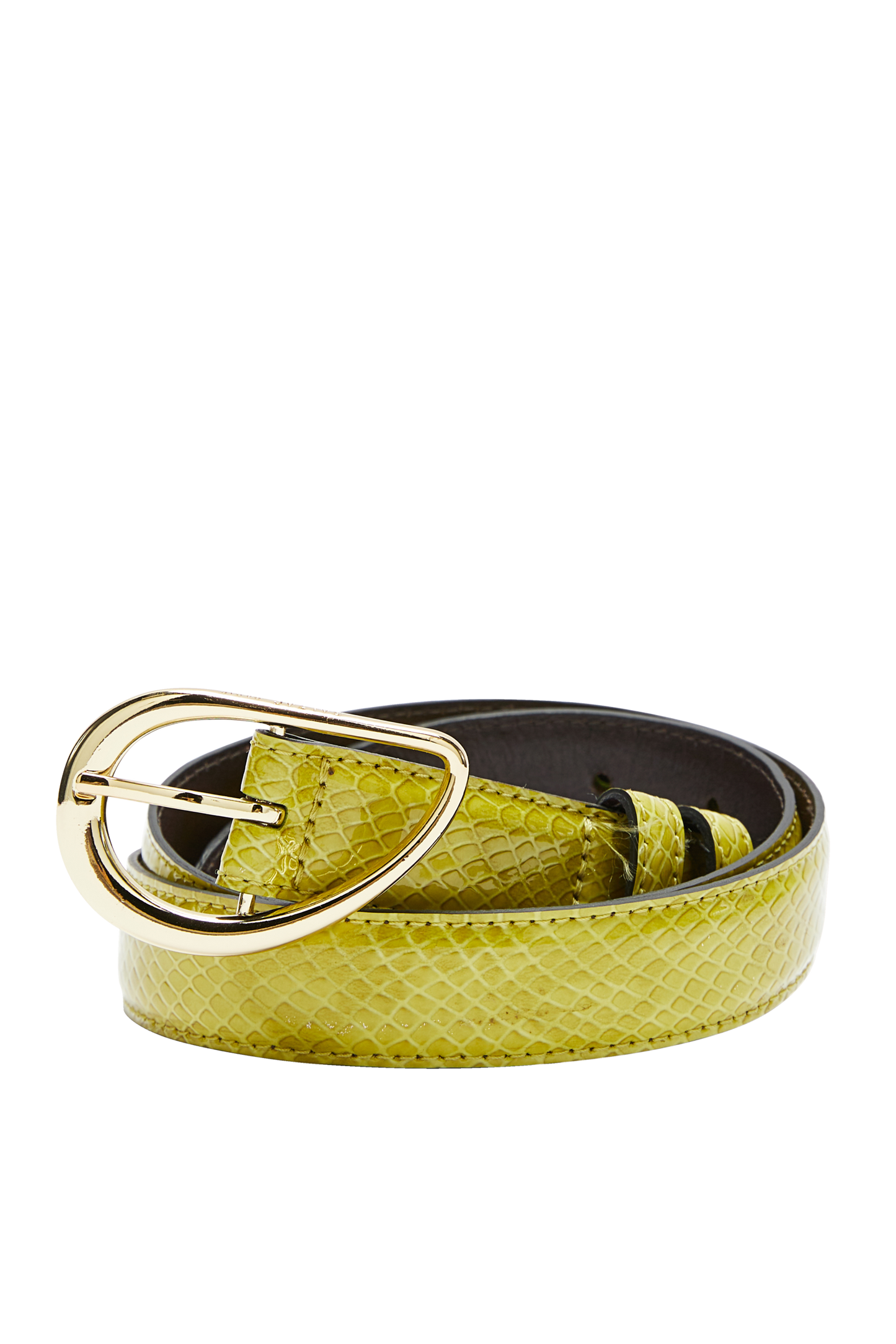 Basma belt, embossed anise green patent leather