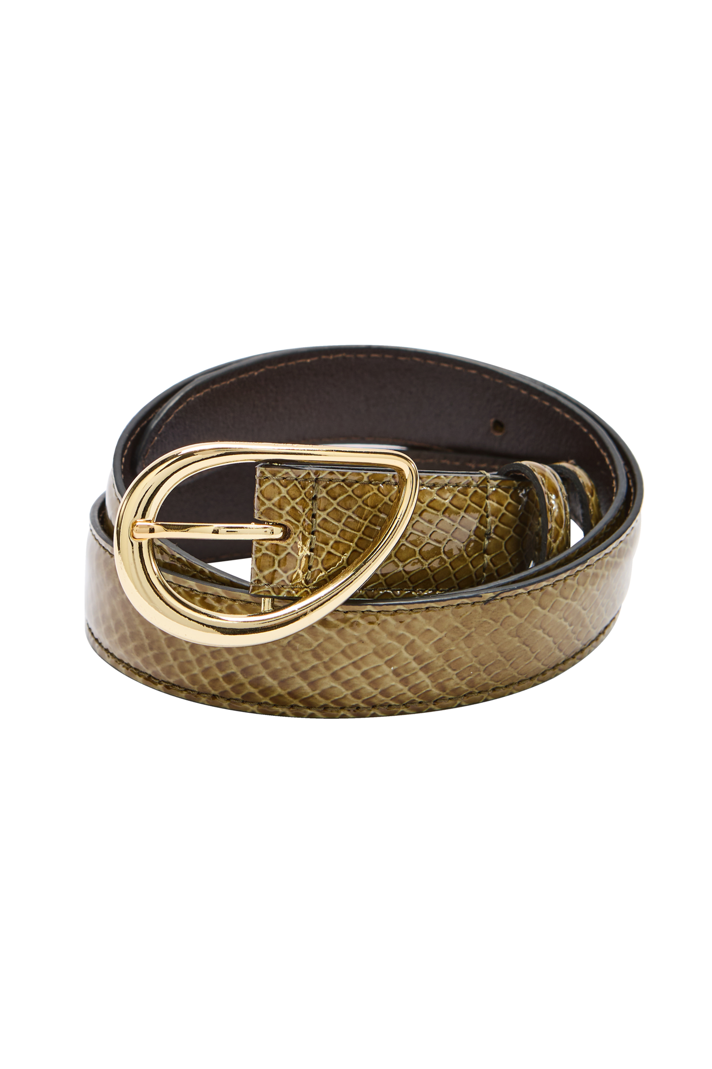 Basma patent leather embossed khaki belt