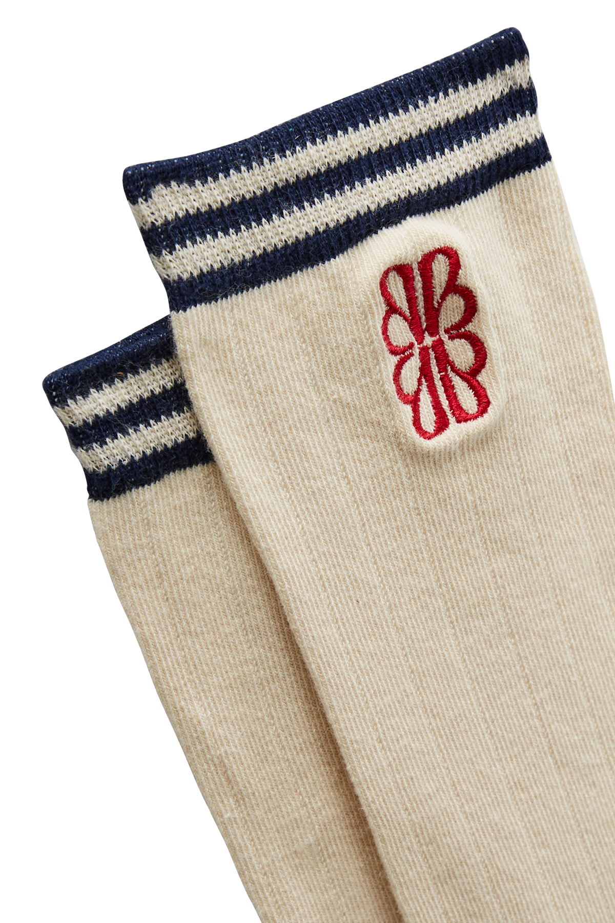Chaussettes Renée écru, marine et rouge Balzac Paris x Pyrenex