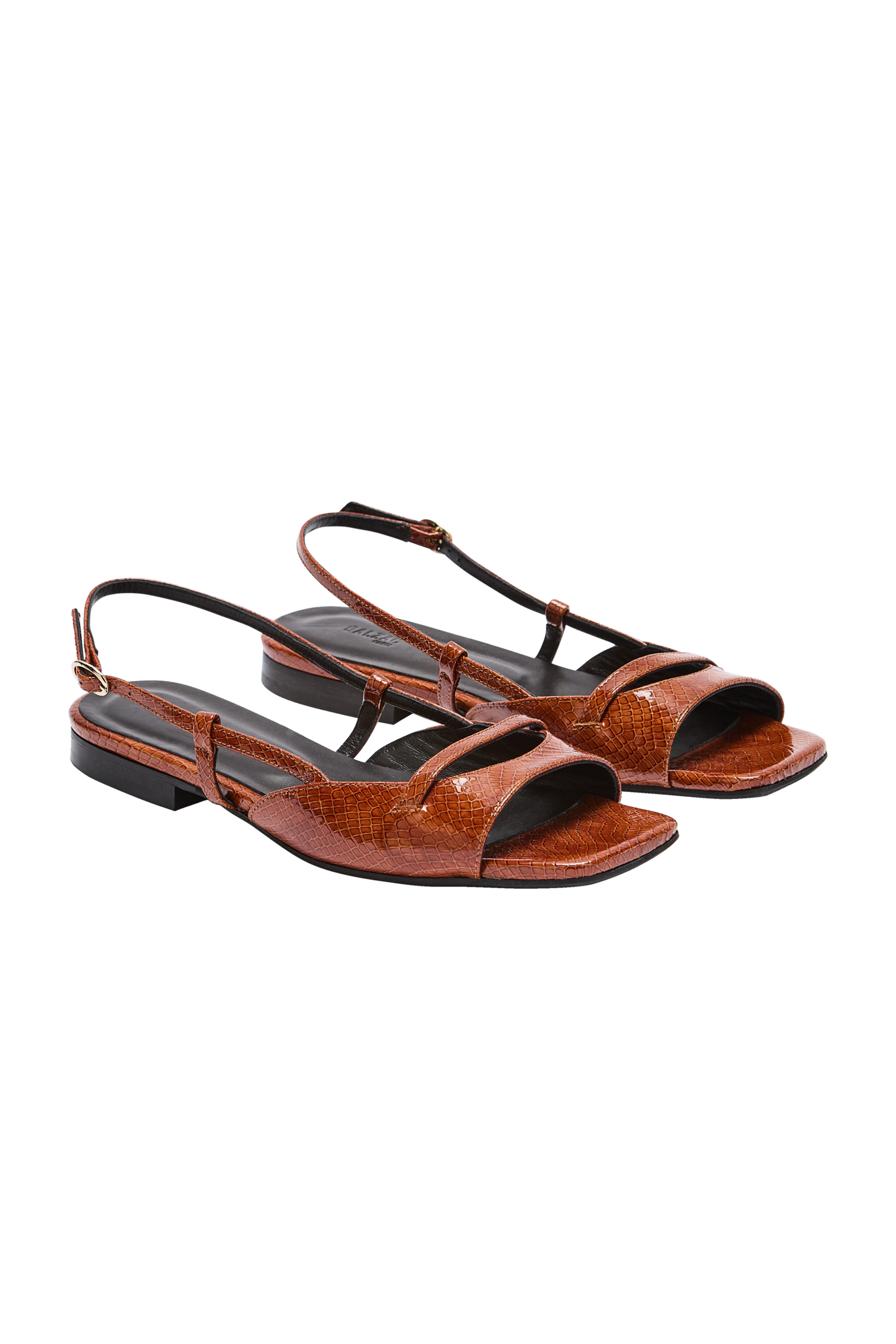 Dona embossed patent leather sandals, camel