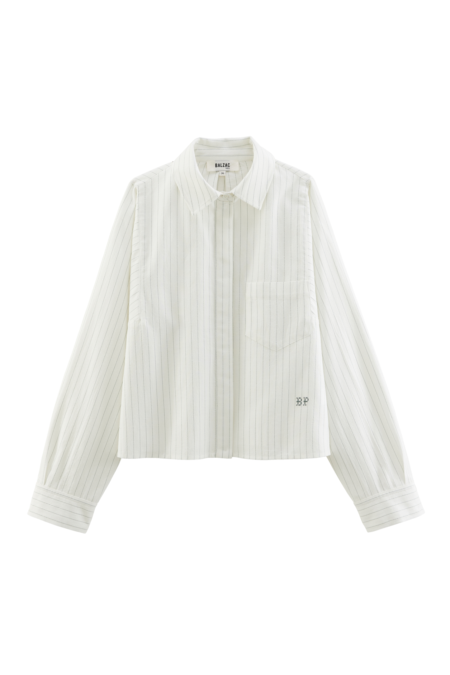 Eustache shirt with green and ecru stripes