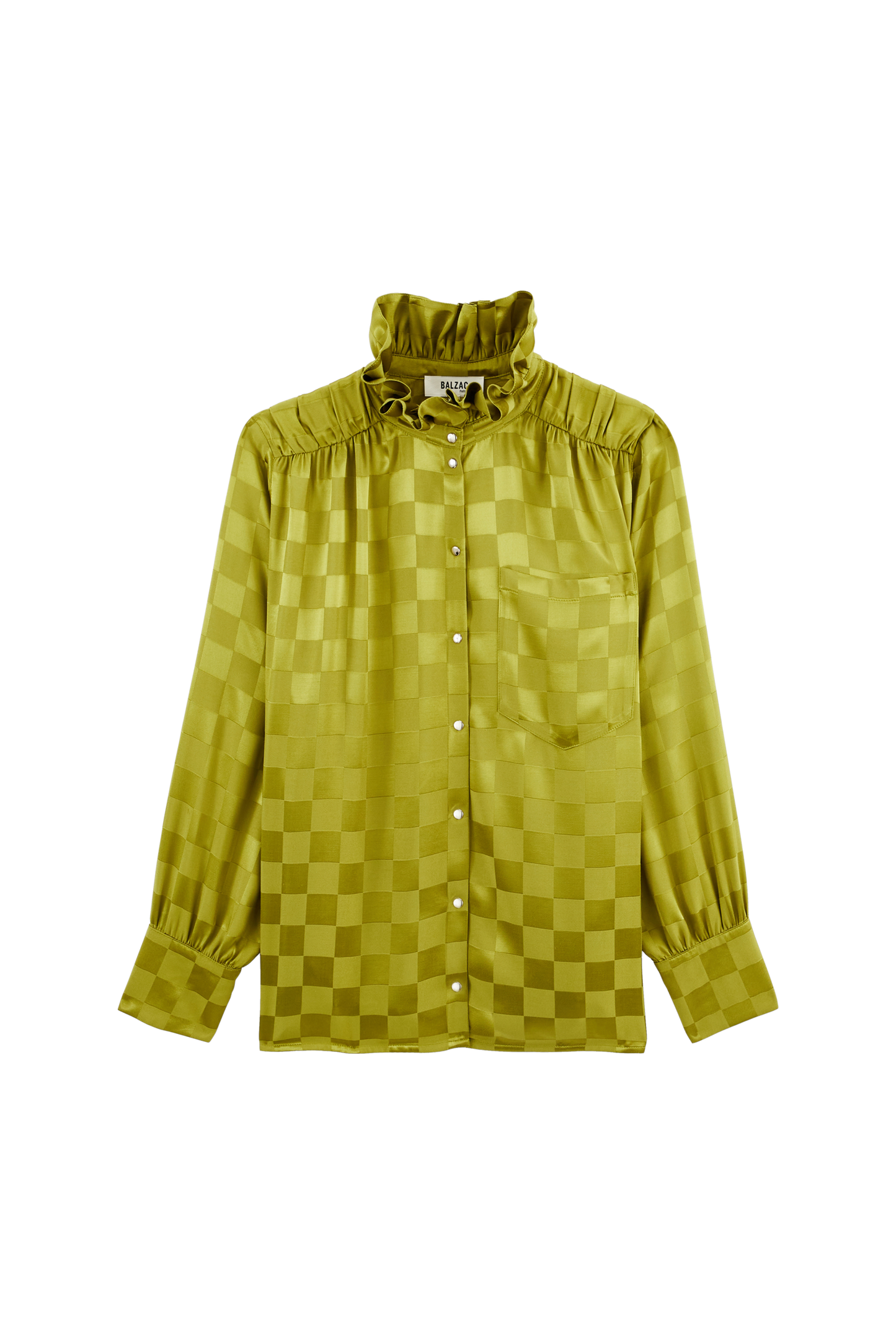Chemise Léonor damier vert olive