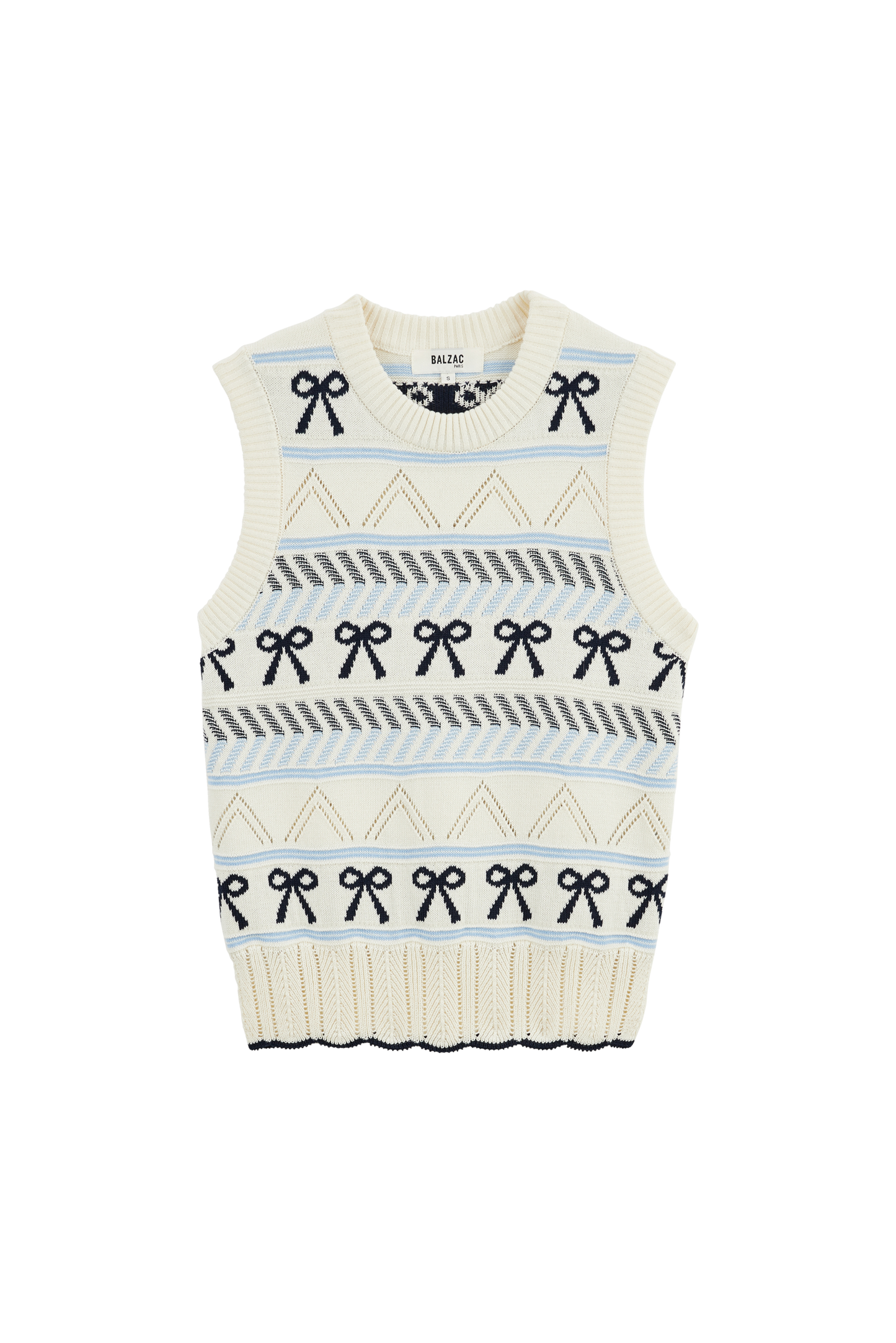 Priska ecru and navy sweater