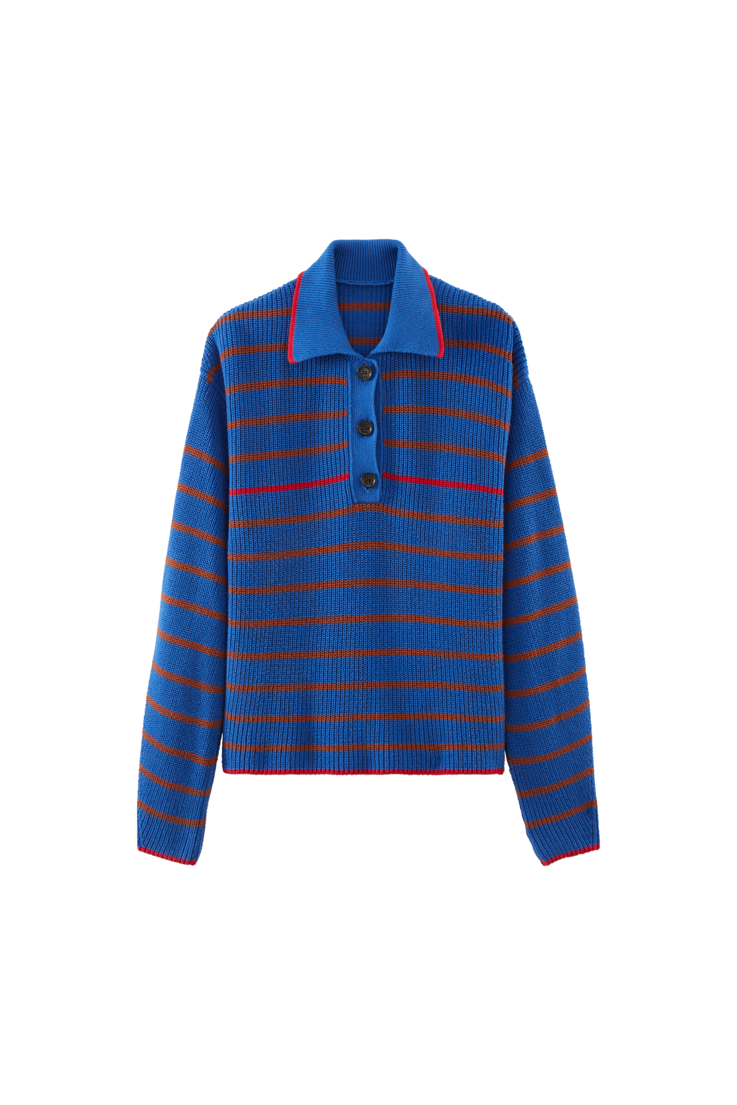 Pull Gustave rayures bleu, cannelle et rouge