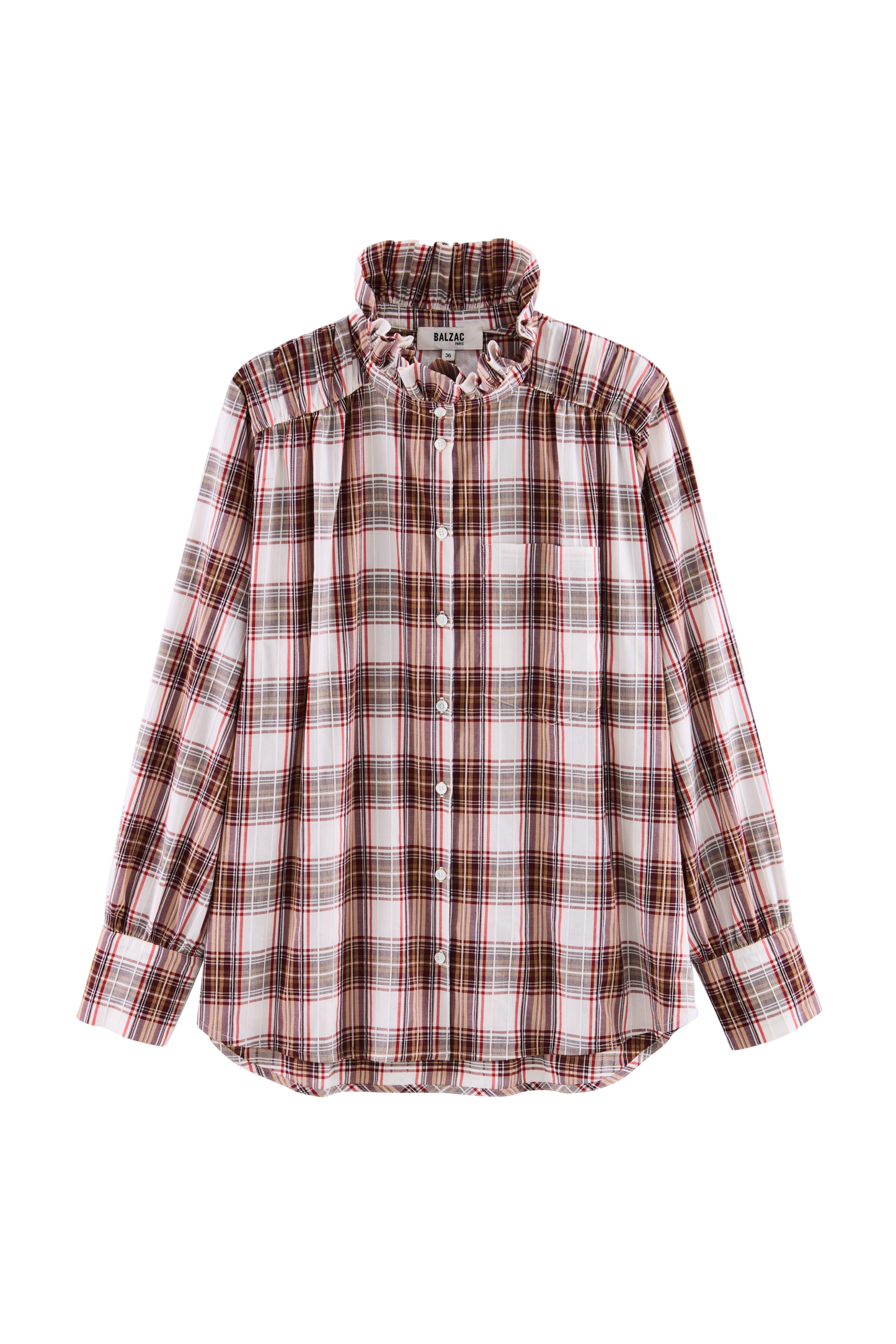 Chemise Leonor tartan rouge et beige
