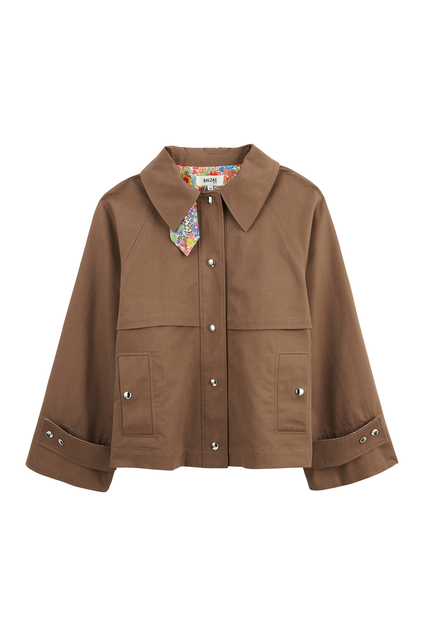 Chocolate Gally trench coat with Liberty details