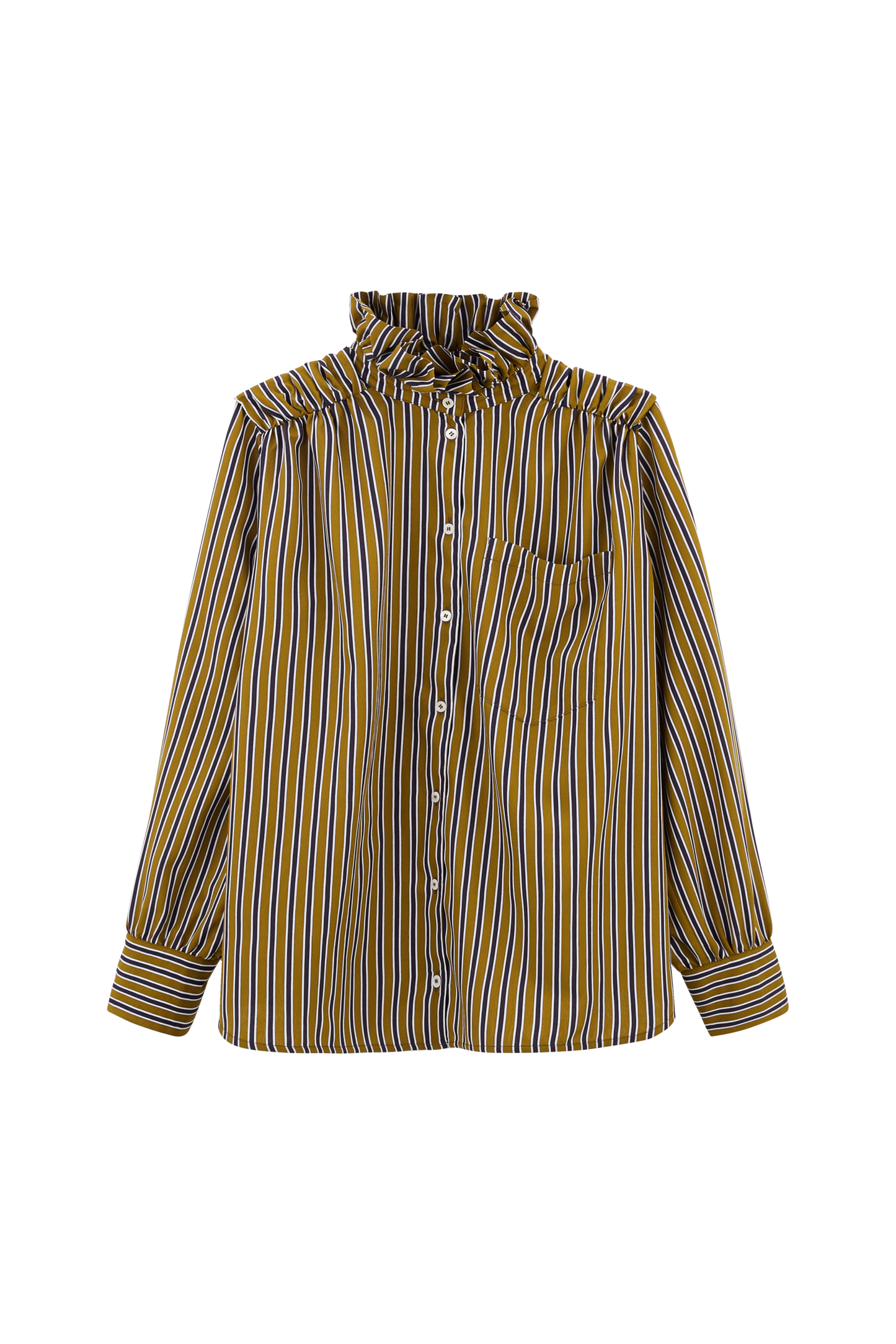 Chemise Léonor Rayures Kaki et Marines