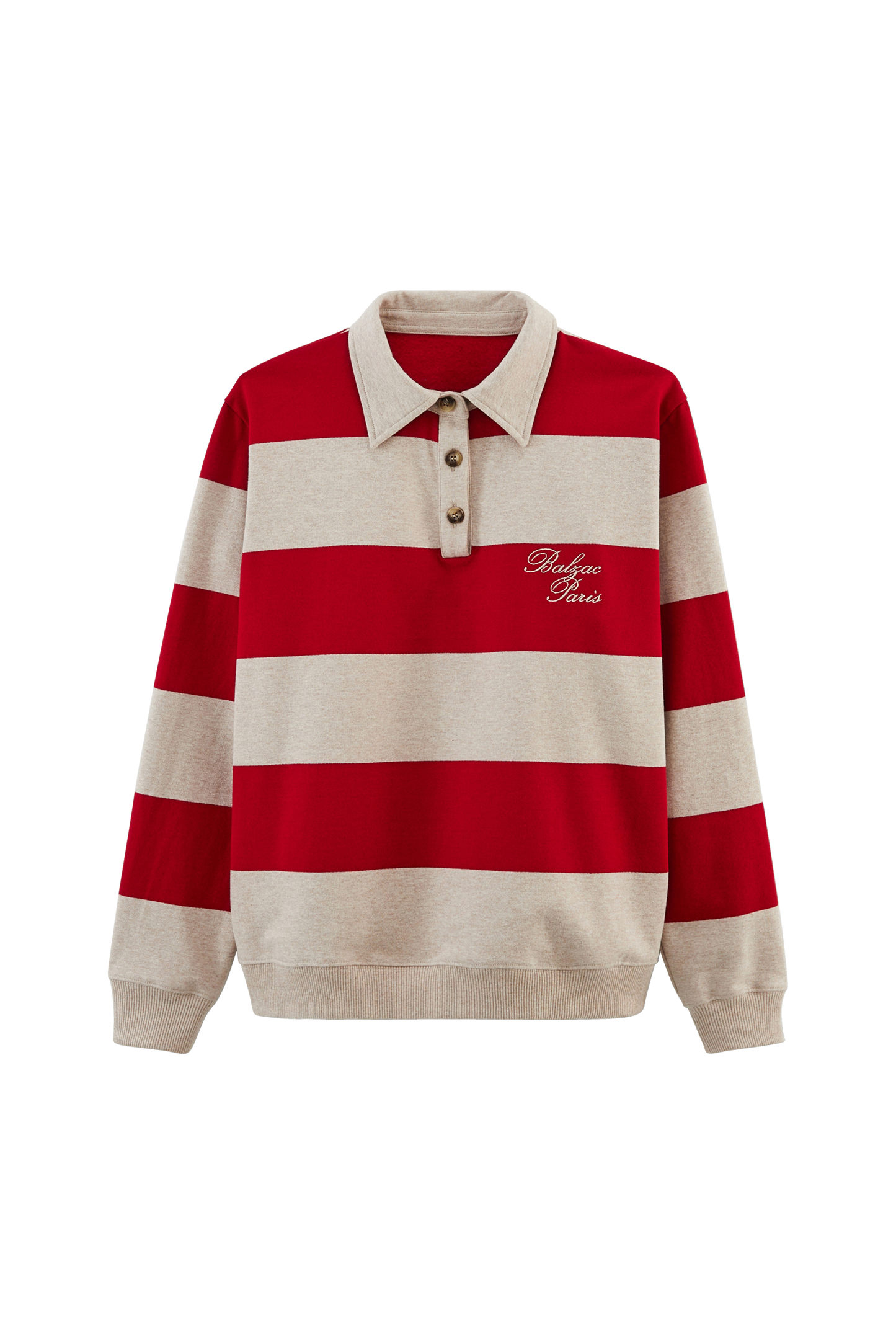 Sweat-shirt Diego rayures rouge et beige chiné