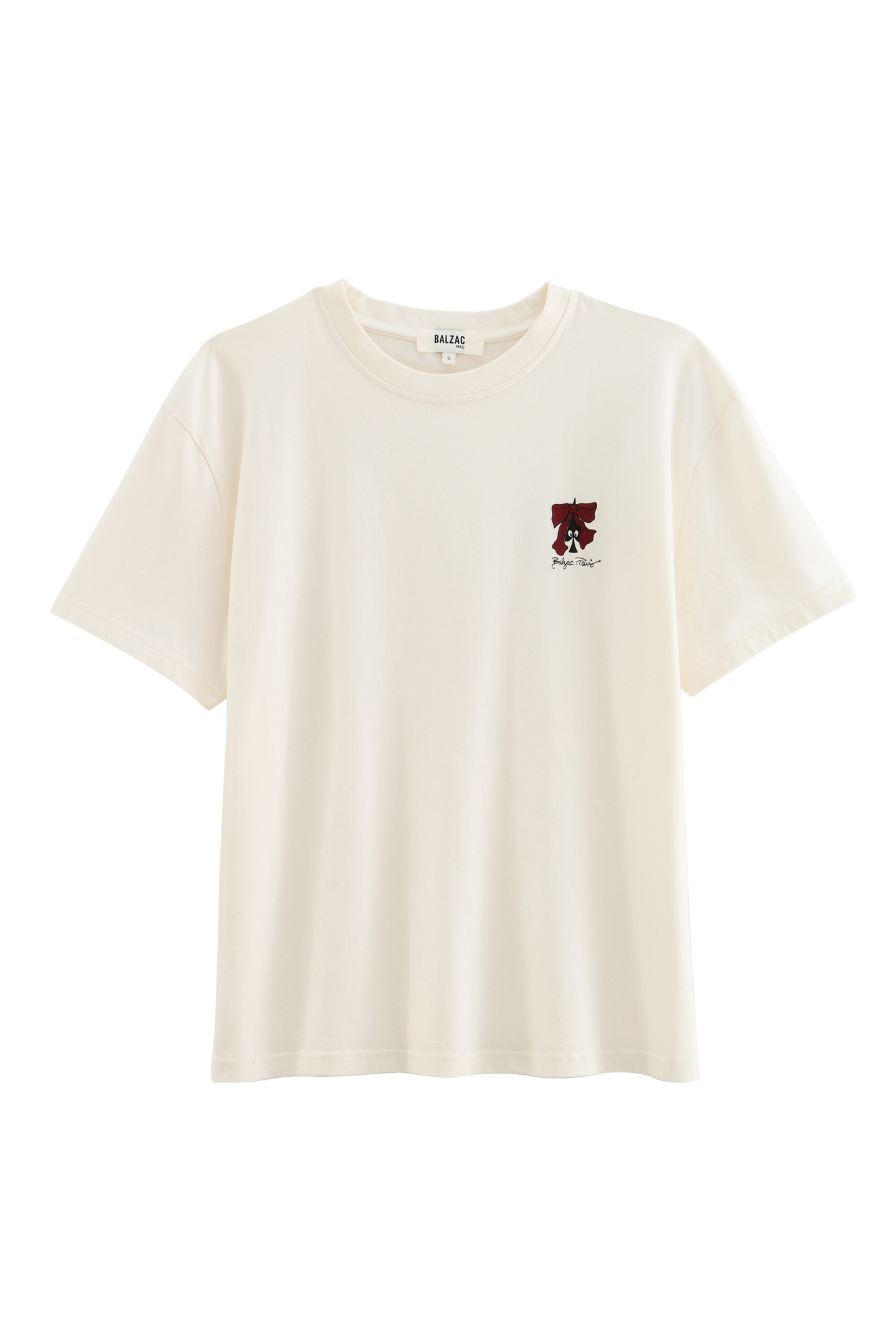 Tee-shirt Baptiste écru pique et noeud brodé
