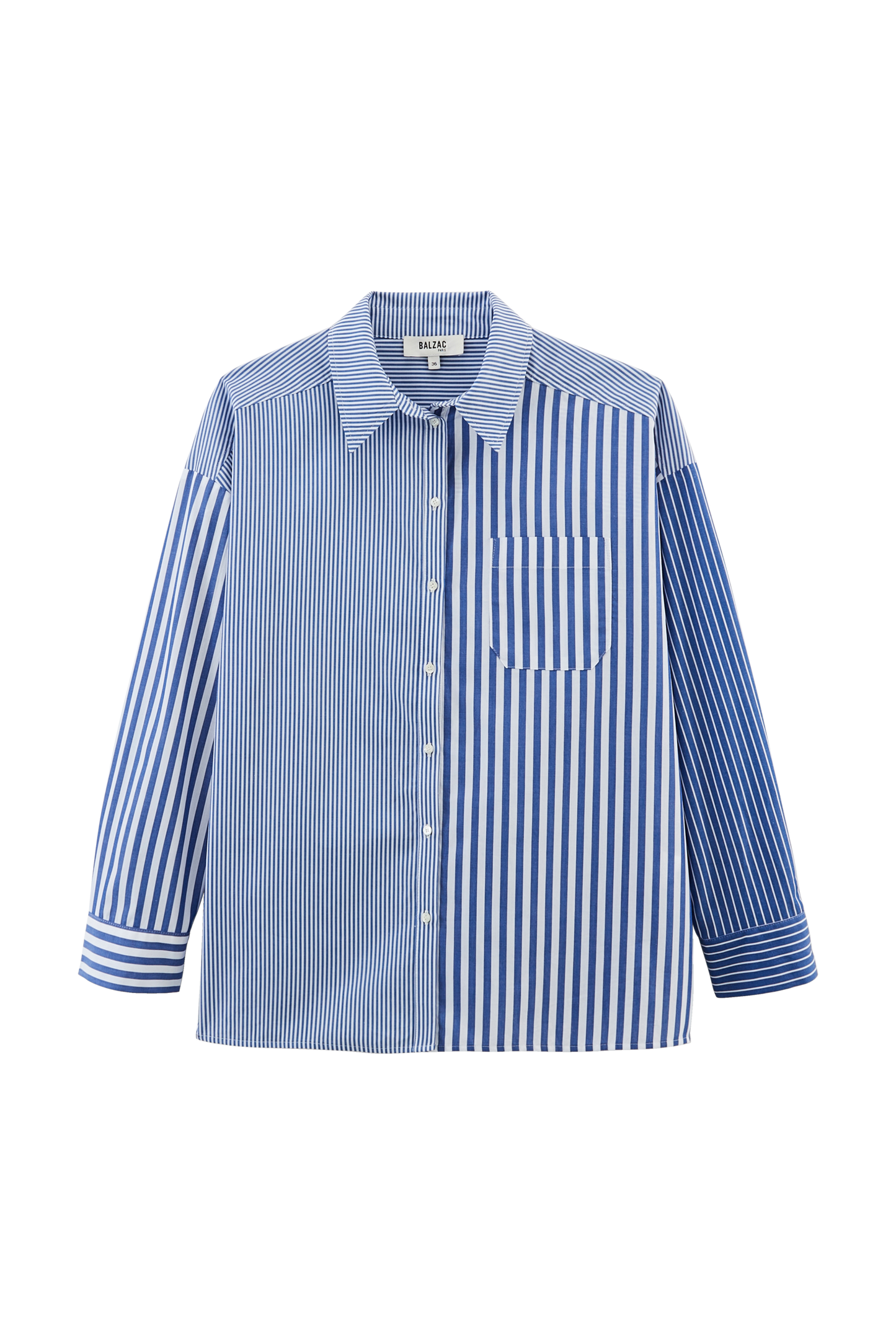 Chemise Hector rayures bleu patchwork