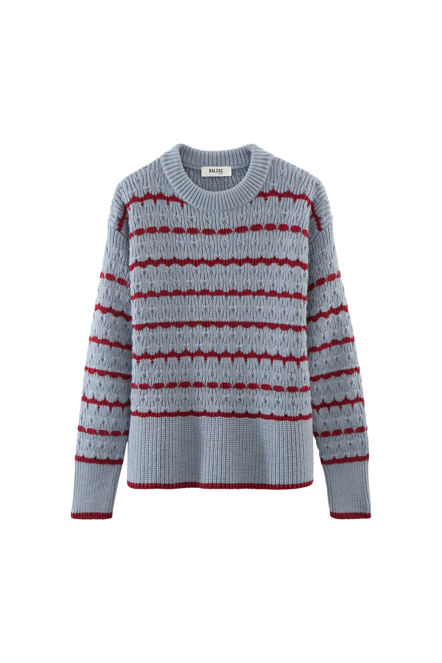 Pull Madeleine rayures bleu et bordeaux