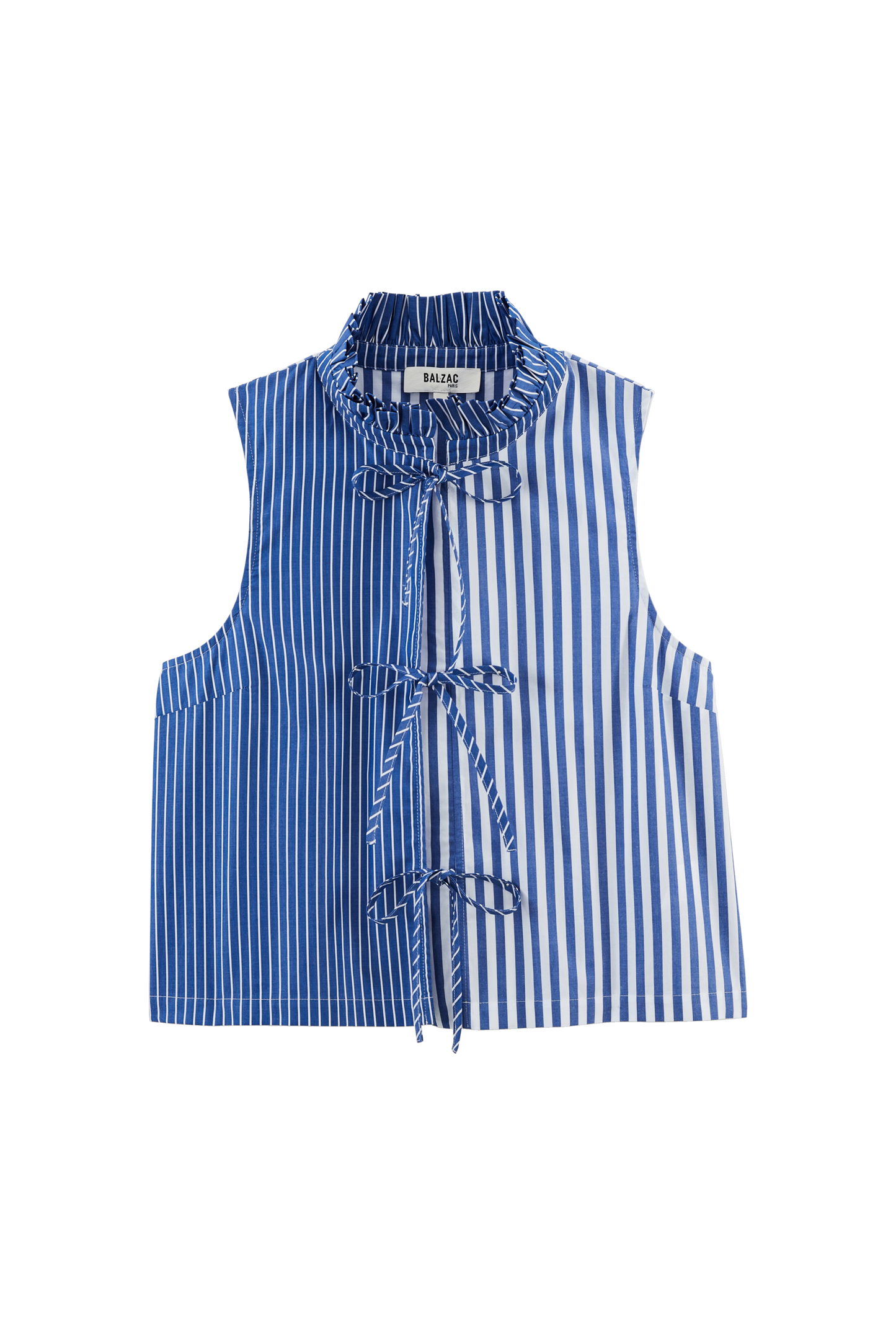 Gersende blue patchwork striped top