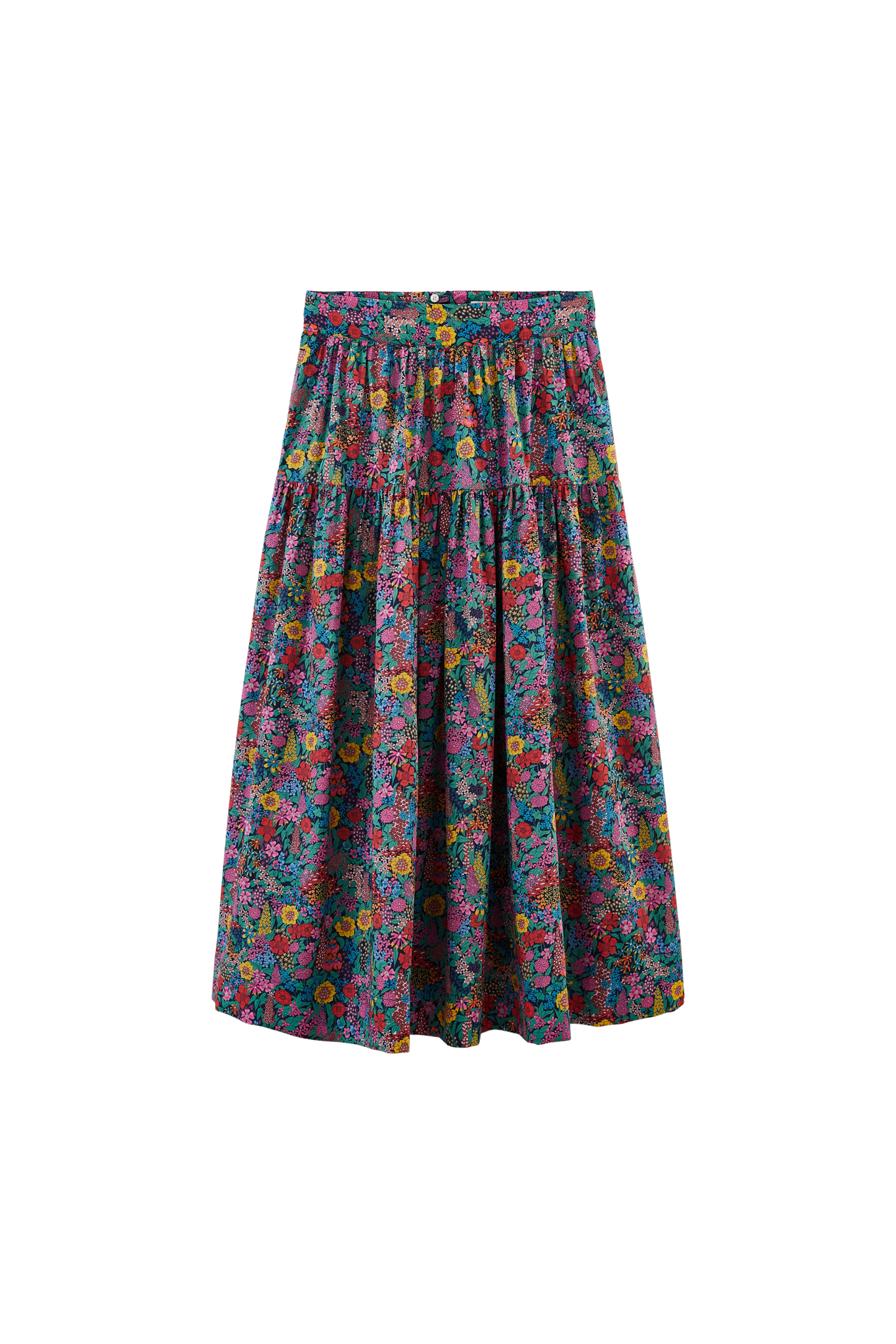 Jupe Solina en tissu Liberty violet, rose et jaune