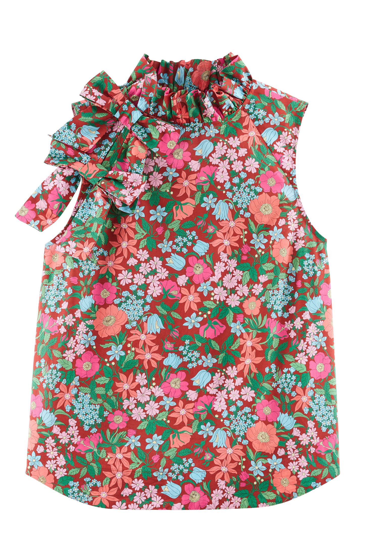 Astrid top with pink and burgundy Liberty print