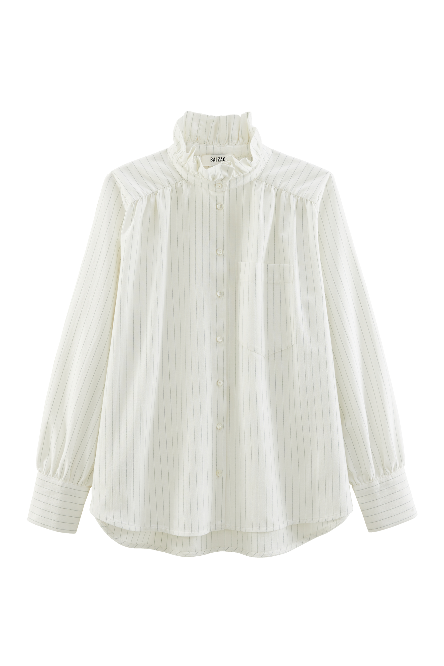 Leonor shirt with green and ecru stripes