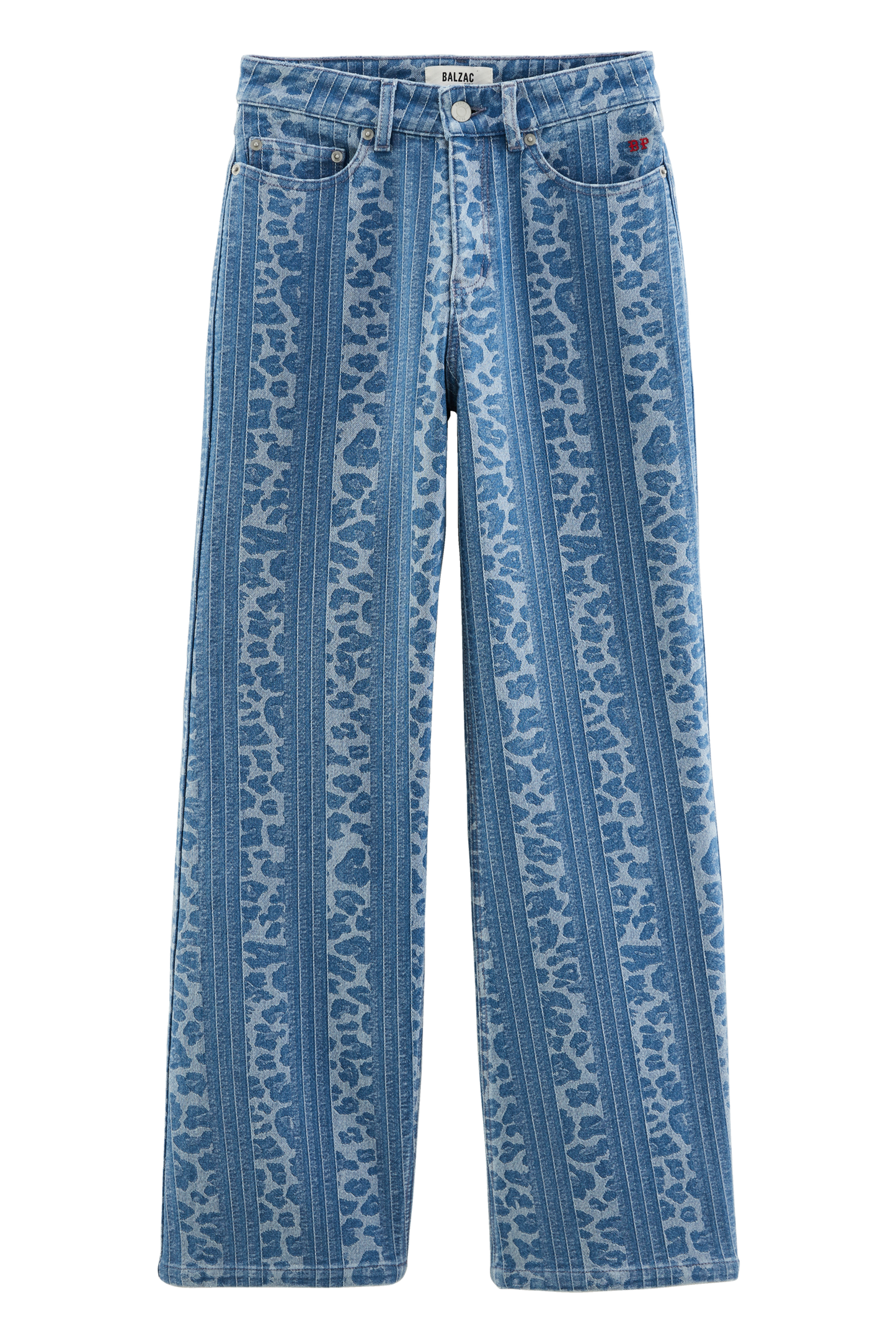 Jean Zach leopard print and blue stripes