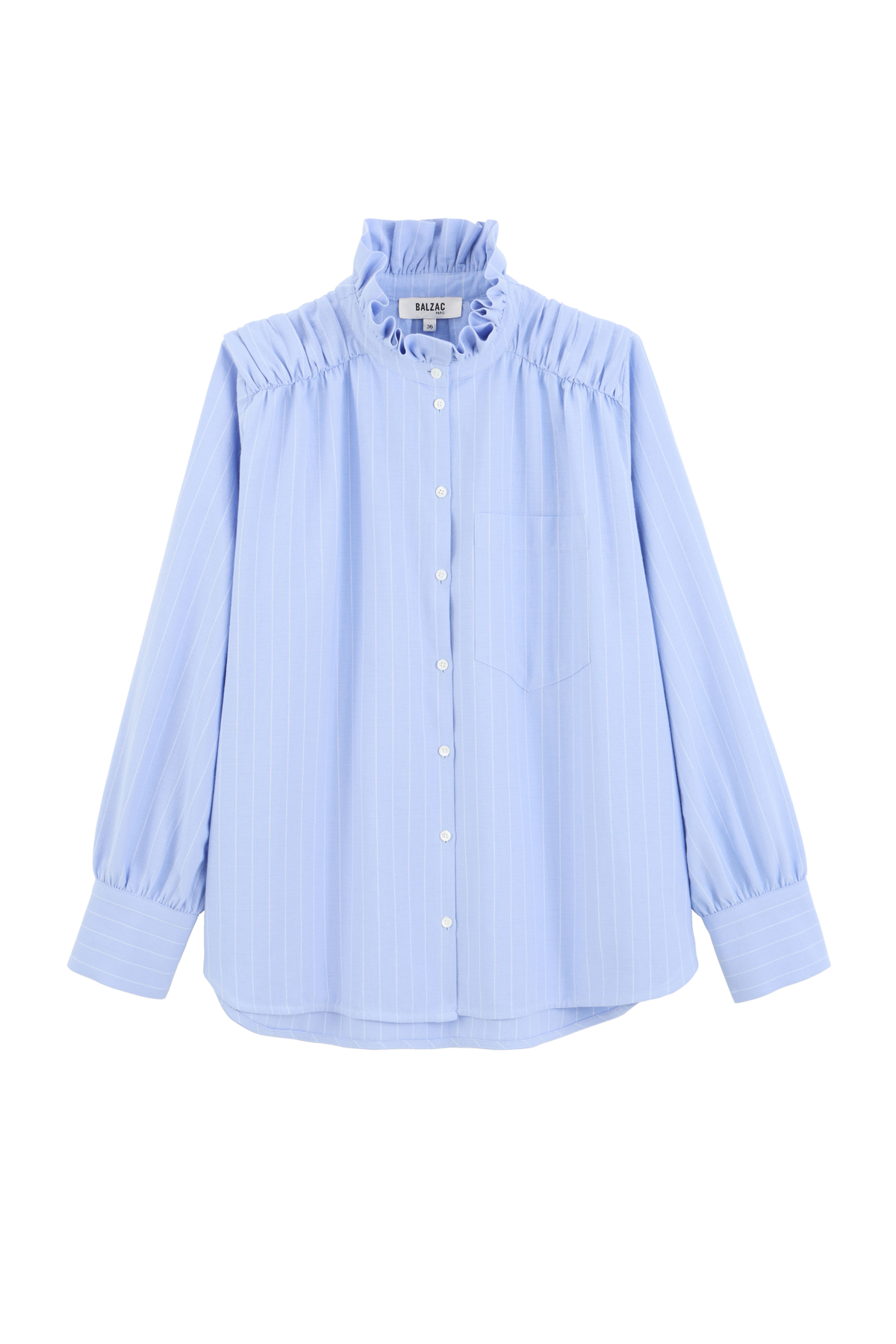 Chemise Léonor rayures bleu lavande et blanc