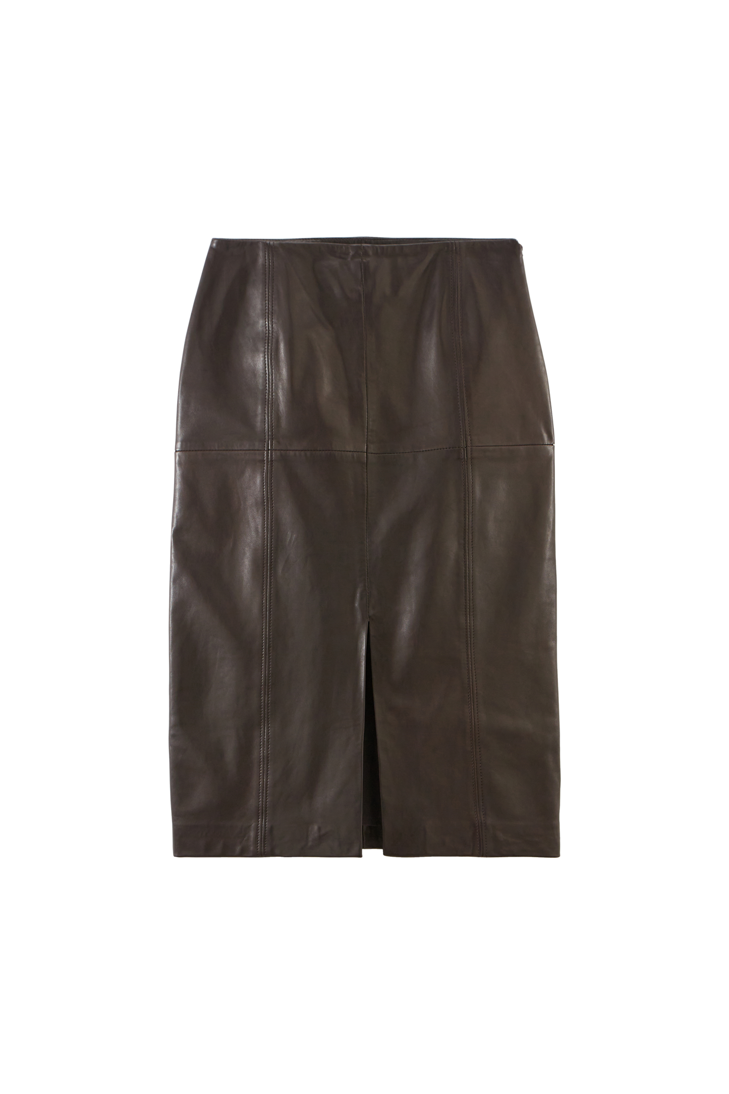 Quitterie chocolate leather skirt