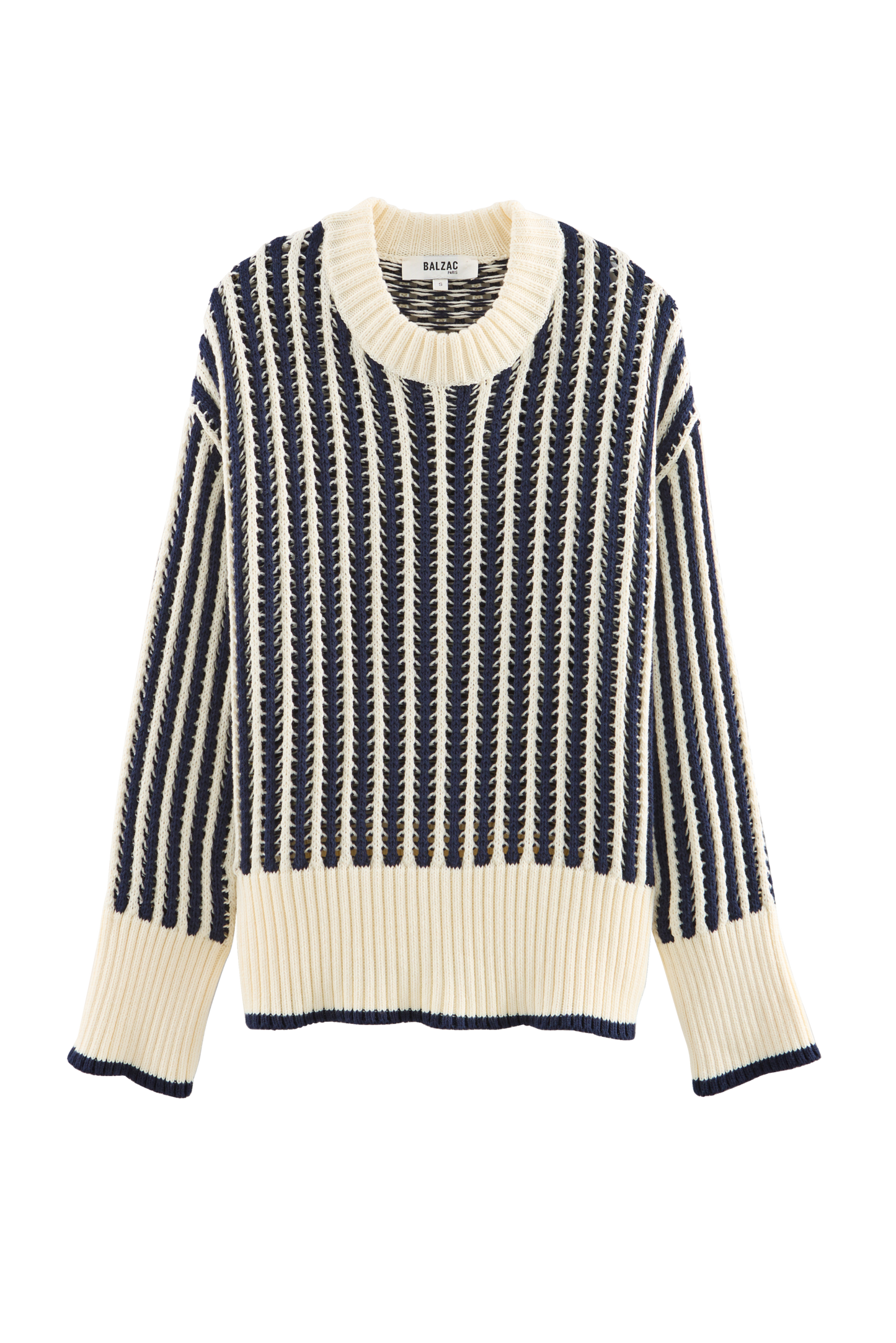 Adrien blue and ecru striped sweater