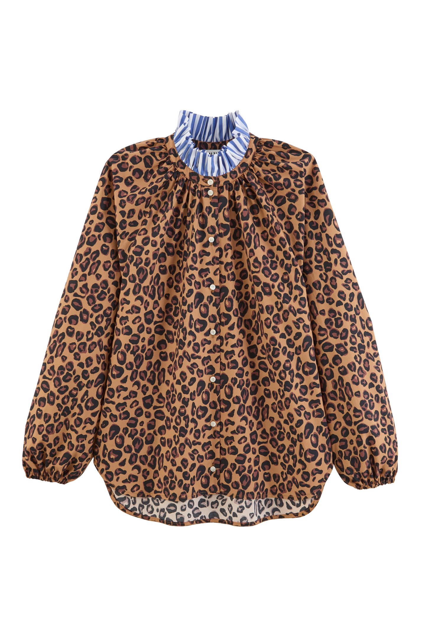 Blouse Camille léopard et rayures bleu