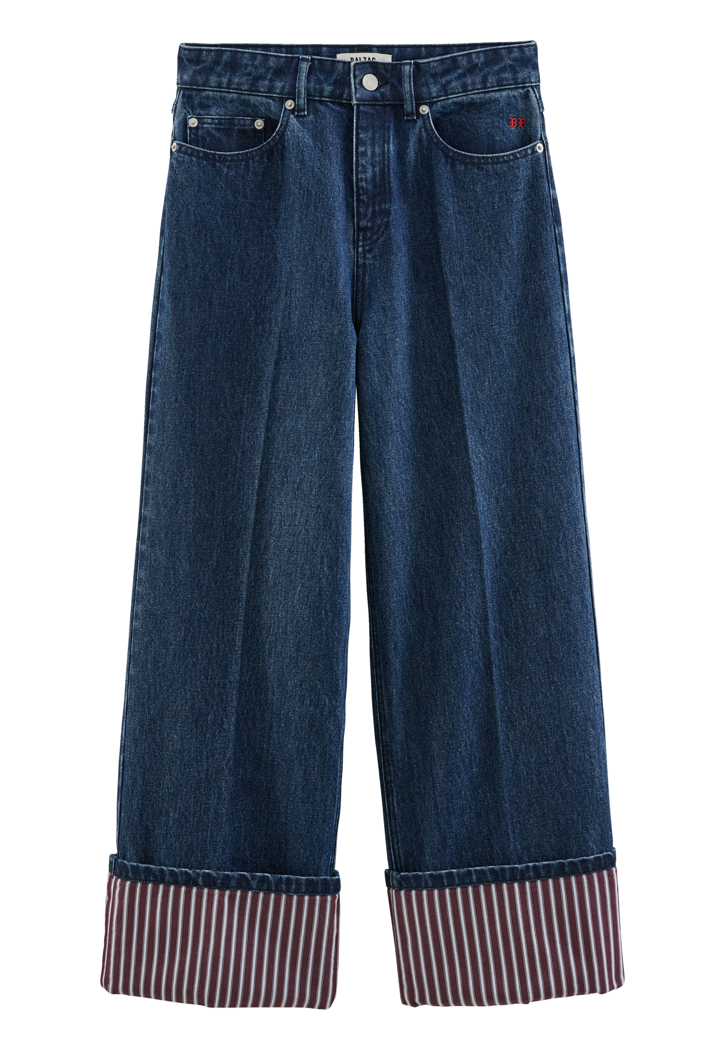 Jean Aymeric indigo blue with plum stripes