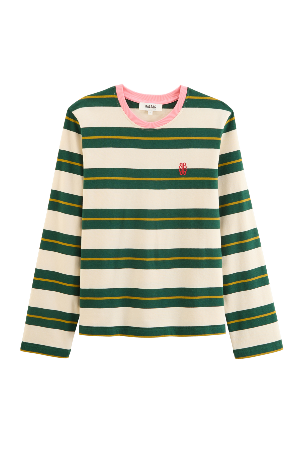 Ralph striped t-shirt green, ecru and pink