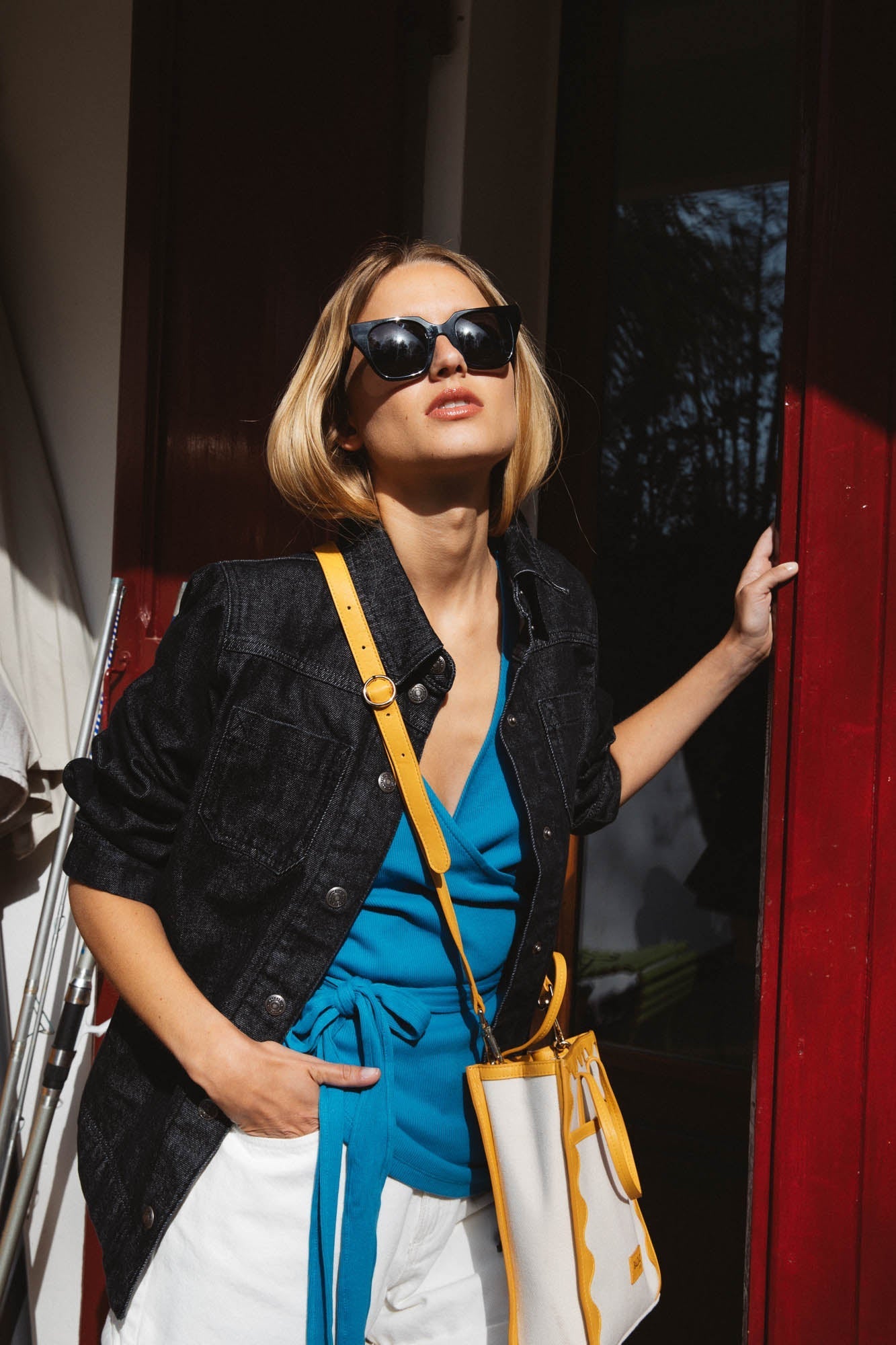 Top Maggie bleu cache coeur ceinture