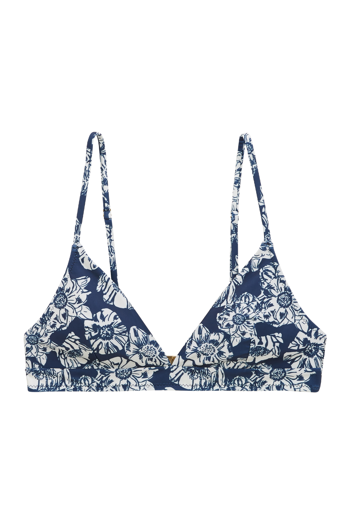 Figuier bikini top with navy and ecru flower party print