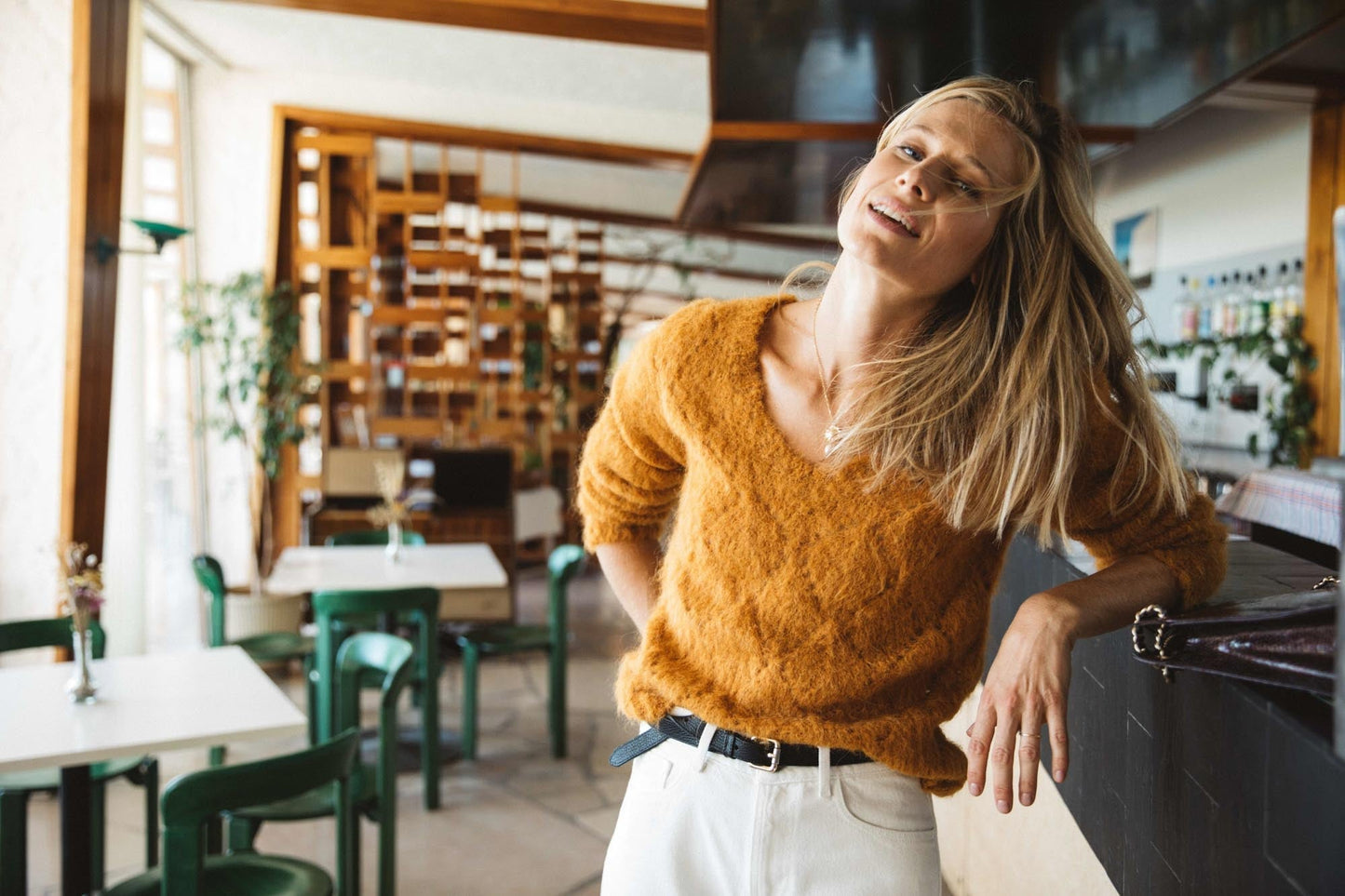 Lucian mustard sweater in mohair and alpaca