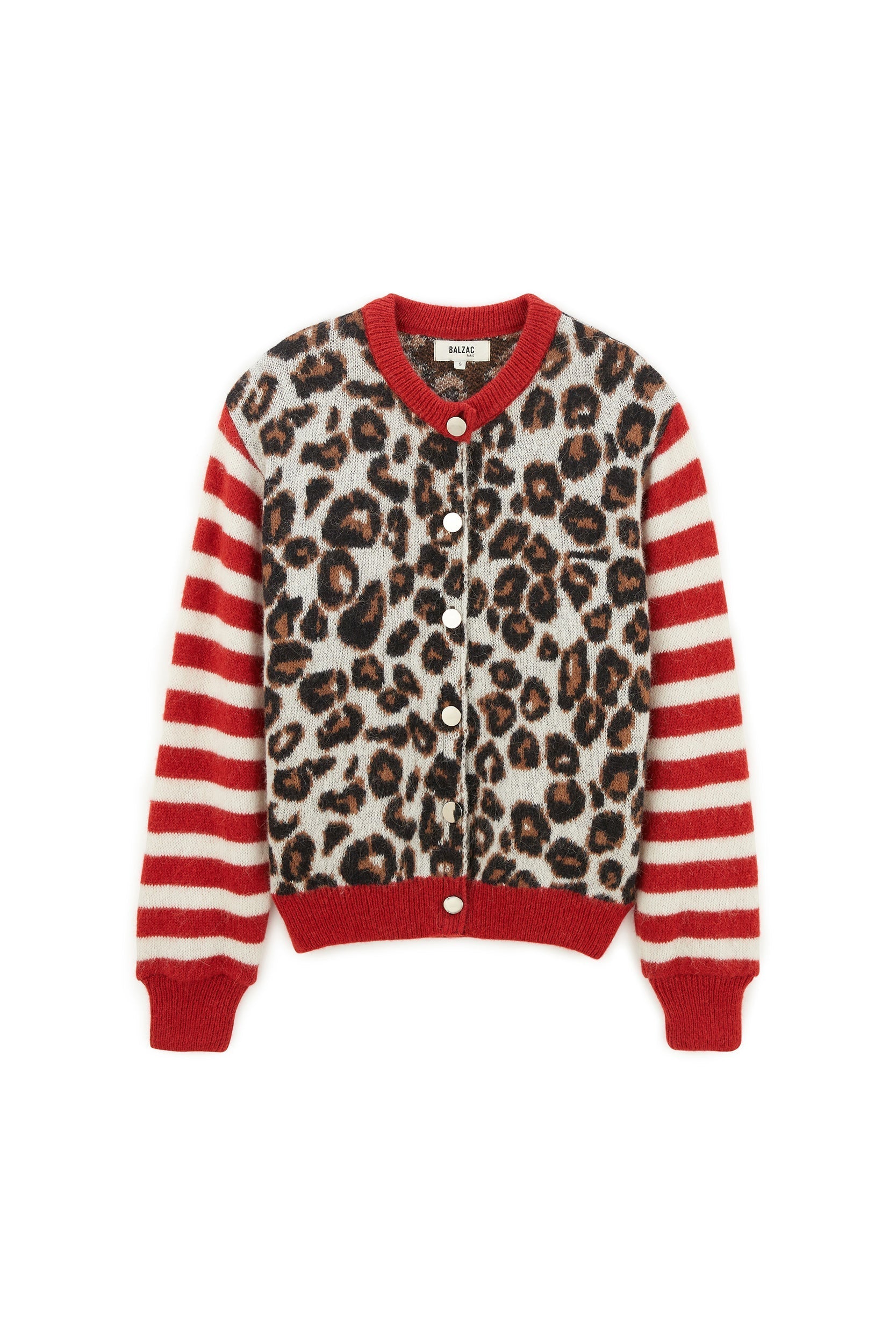 Red and leopard Idole cardigan