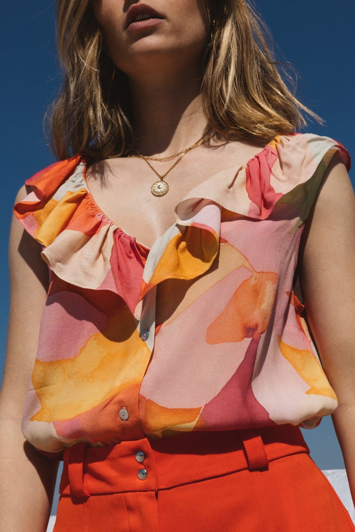 blouse limette imprimé aquarelle