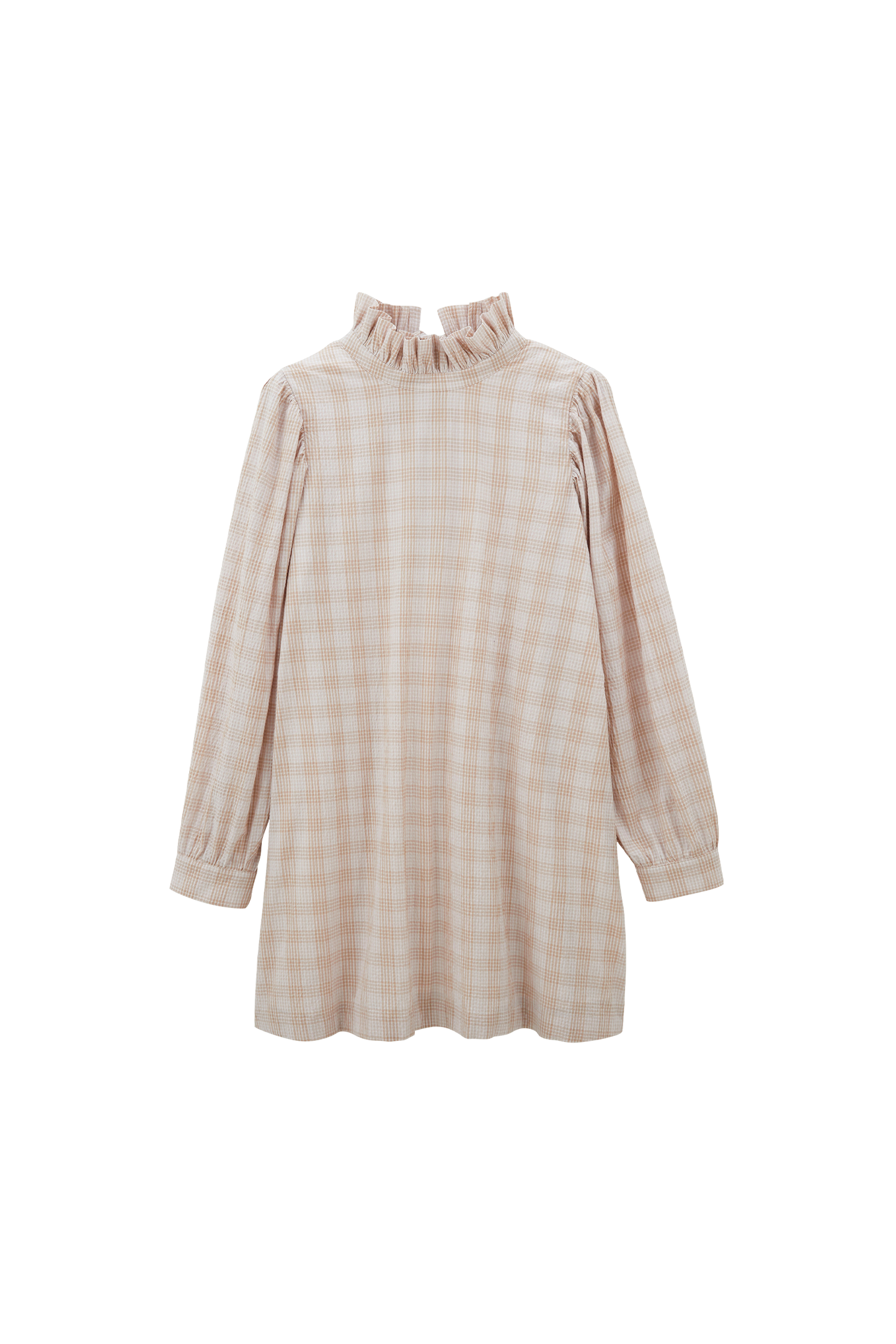 Saga beige and white check dress