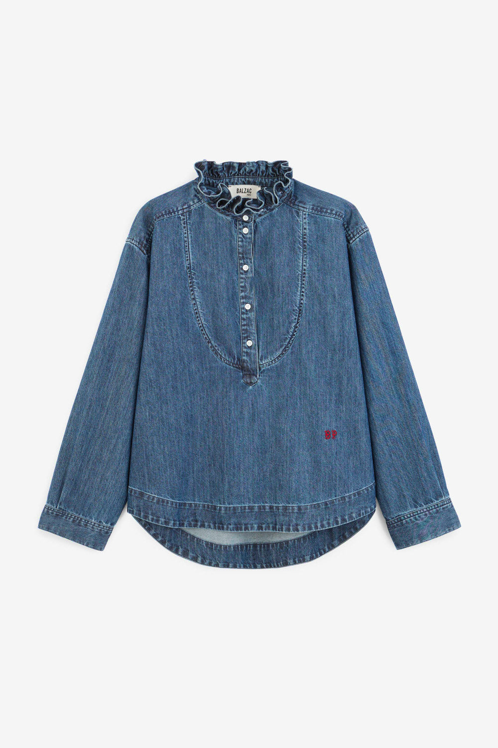 Dark chambray blue Madeline blouse