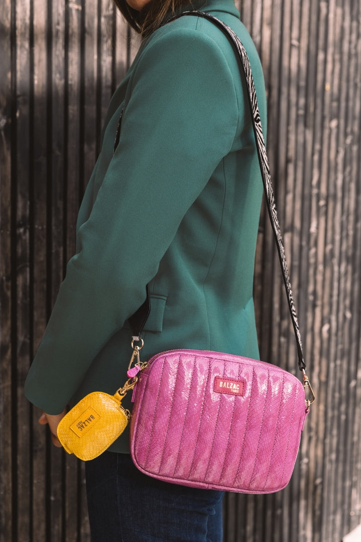 Porte monnaie Ziggy mousqueton embossé lézard jaune