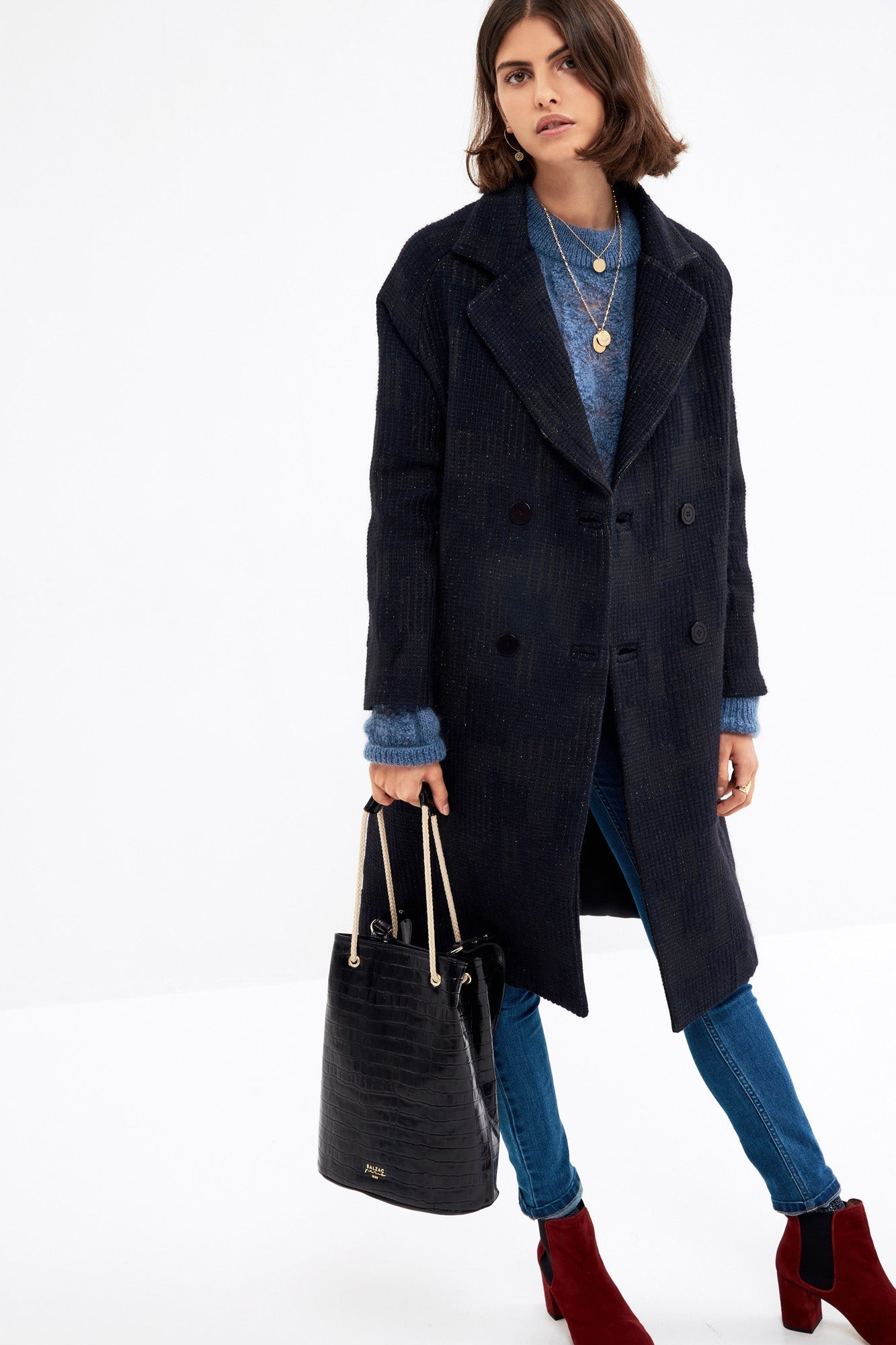 Manteau Lenny jacquard marine