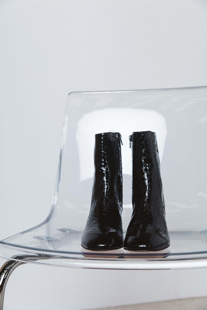 Bottines Gaetan croco noir verni - Main Image