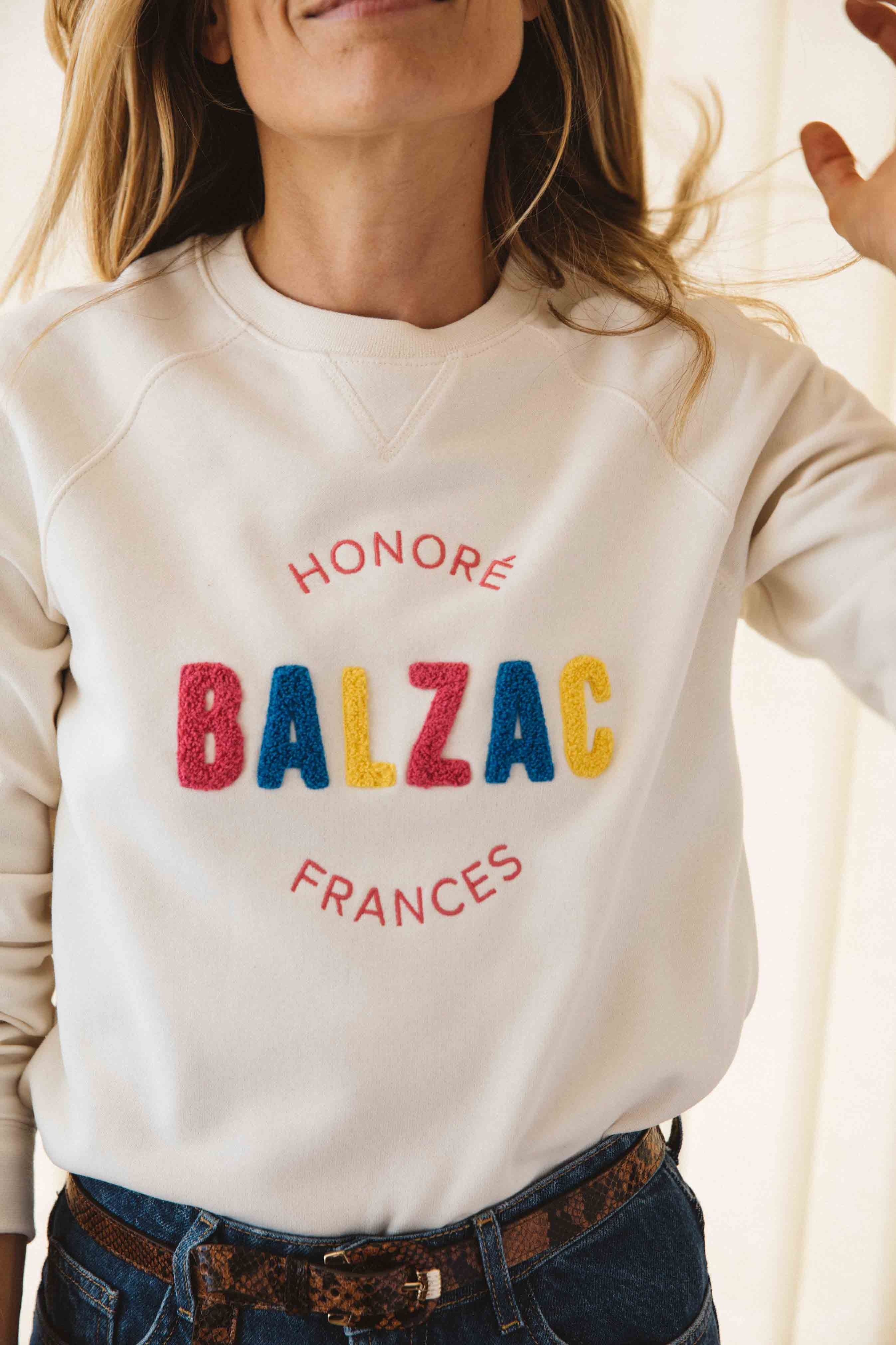 Sweat-shirt Littéraire Honoré/Frances écru