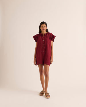 Combinaison Bornéo vichy bordeaux