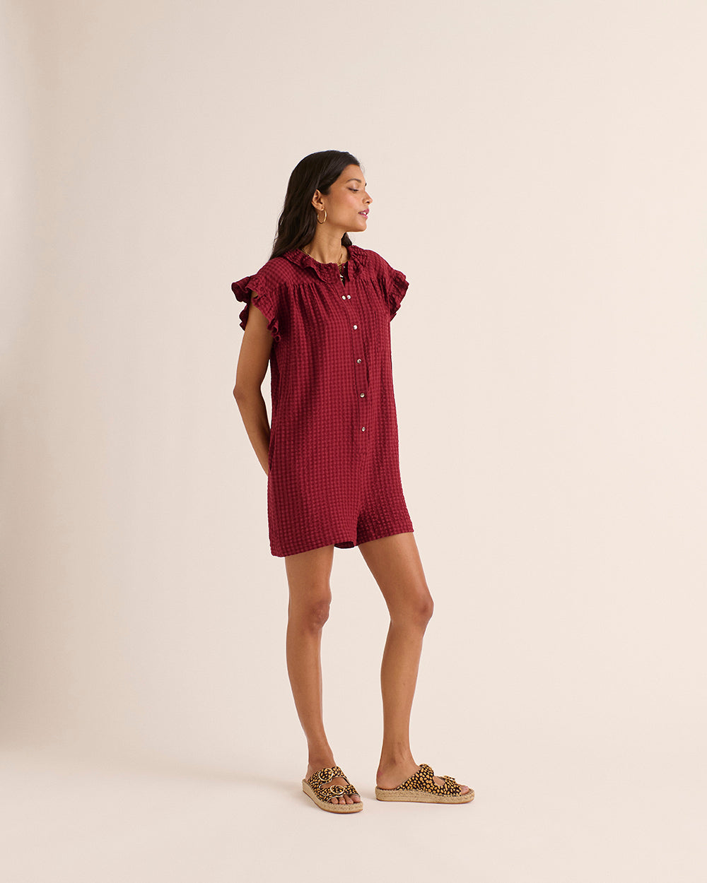 Tuta Bornéo vichy bordeaux