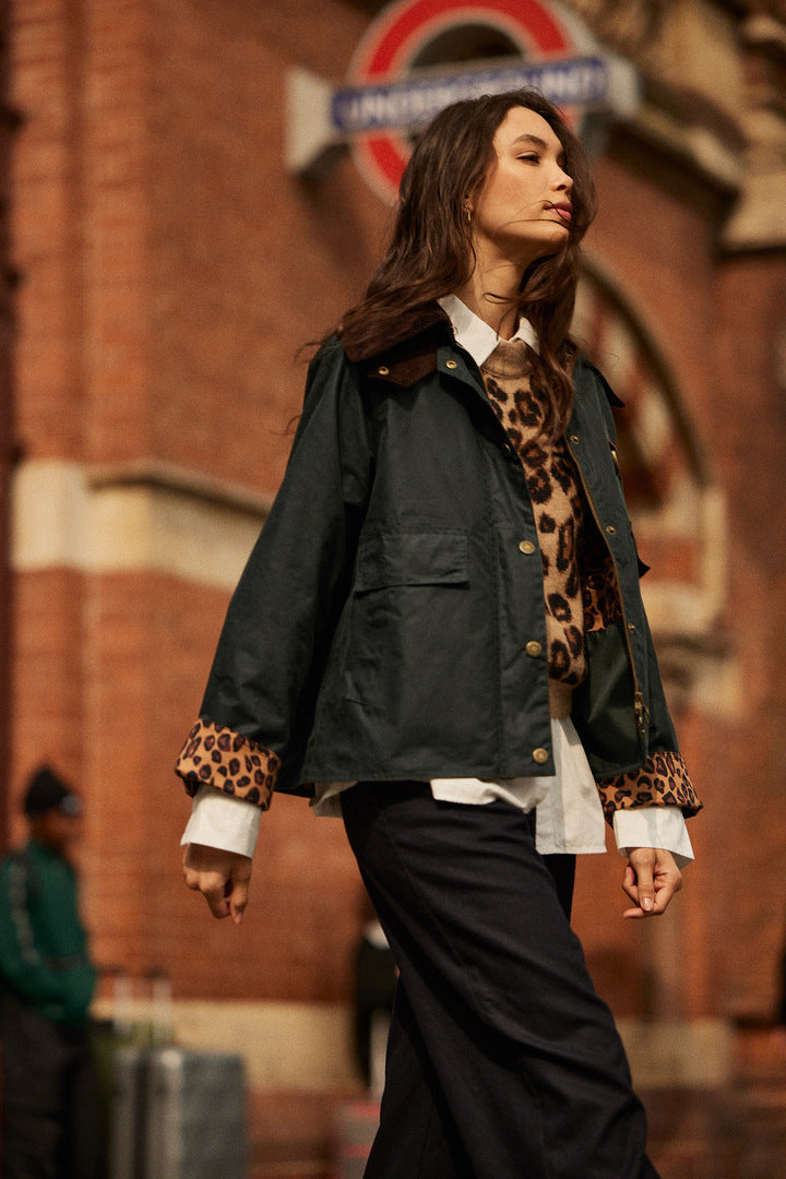 Camille khaki and leopard jacket