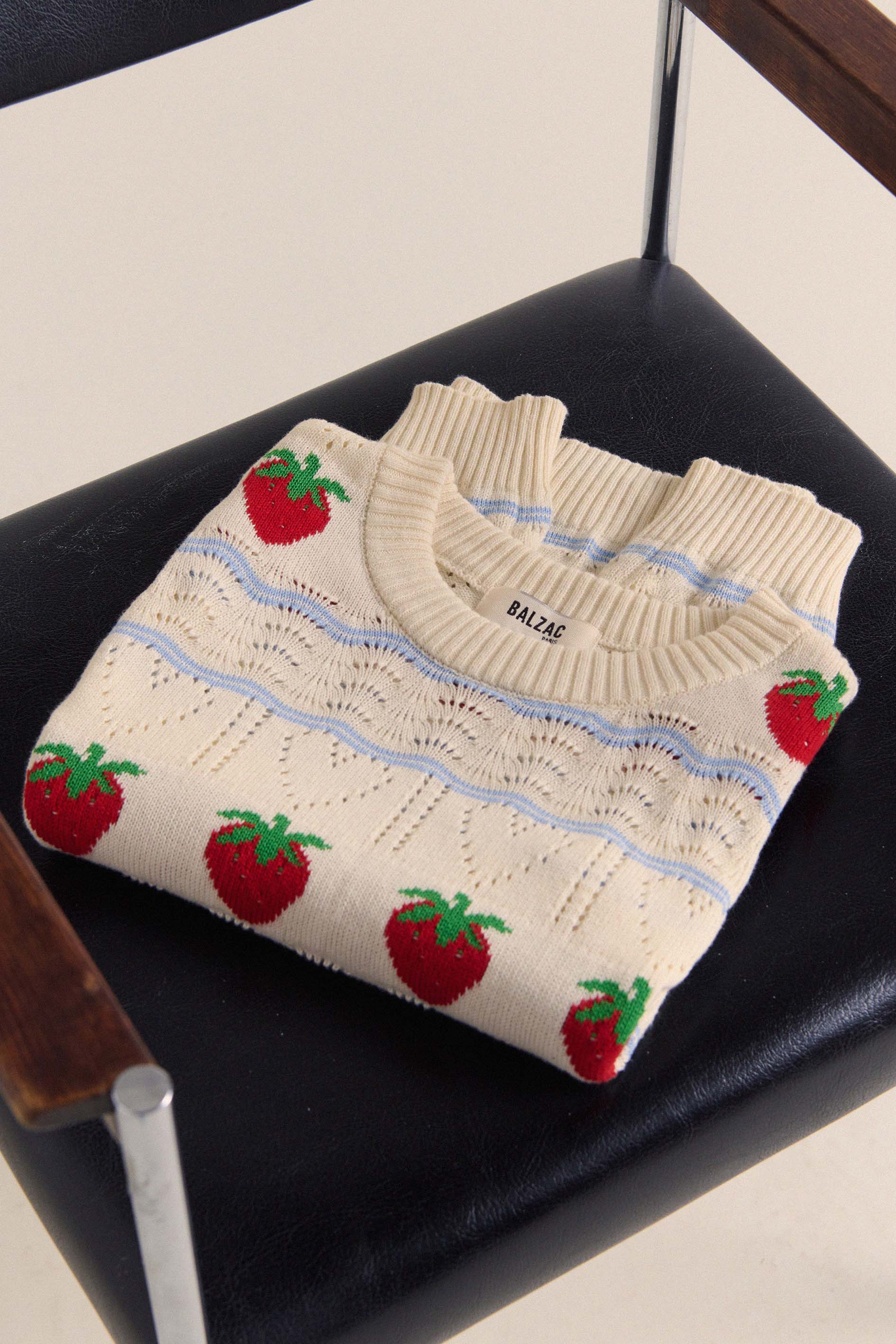 Sweater Priska ecru and fraises red