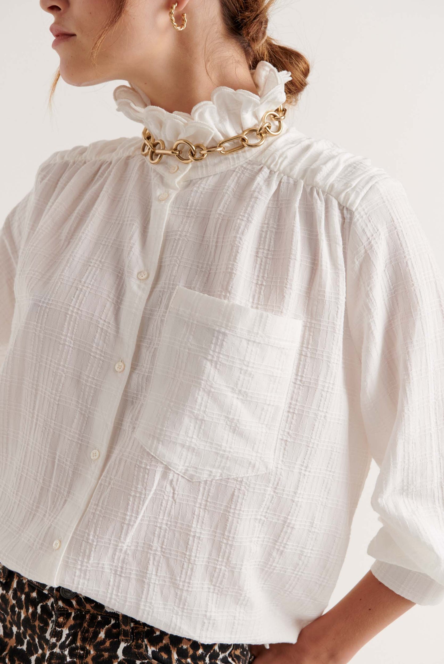 Léonor shirt in natural white checks