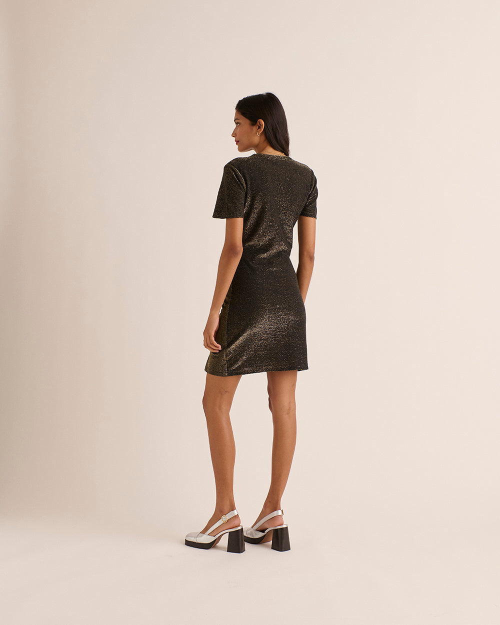 Dress Floréal black iridescent gold