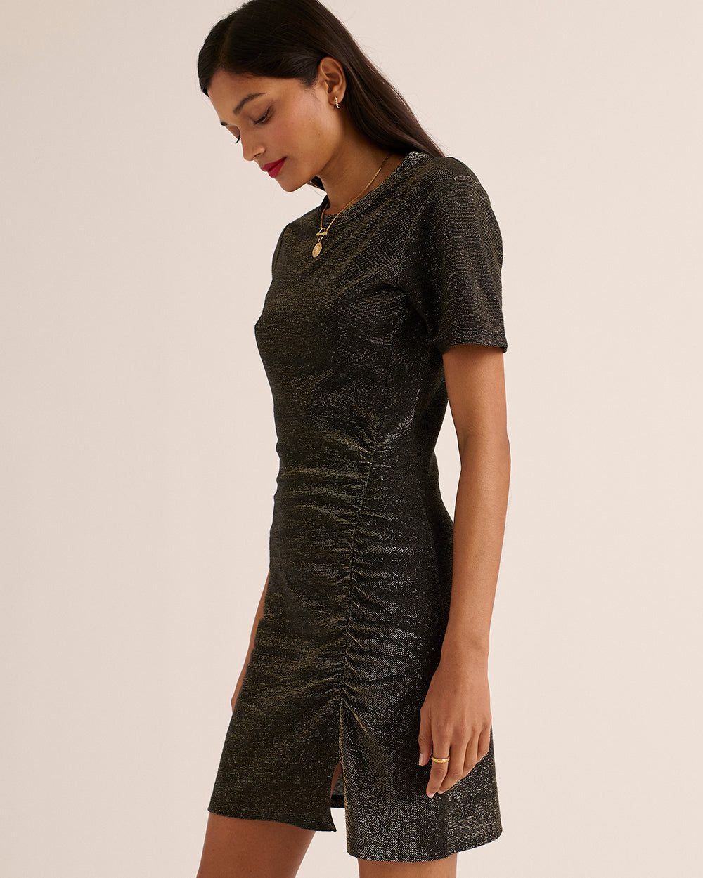 Dress Floréal black iridescent gold