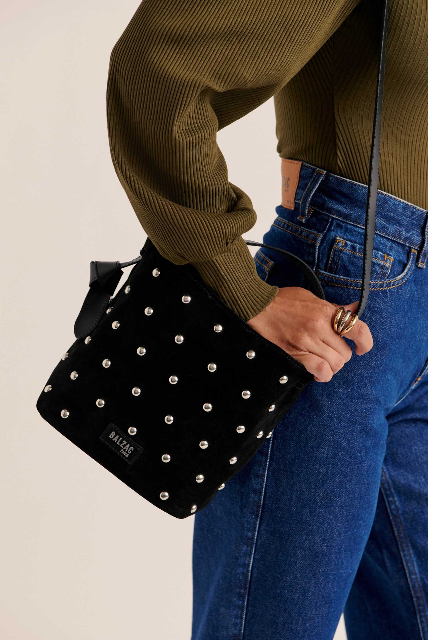 Black studded Orion bag